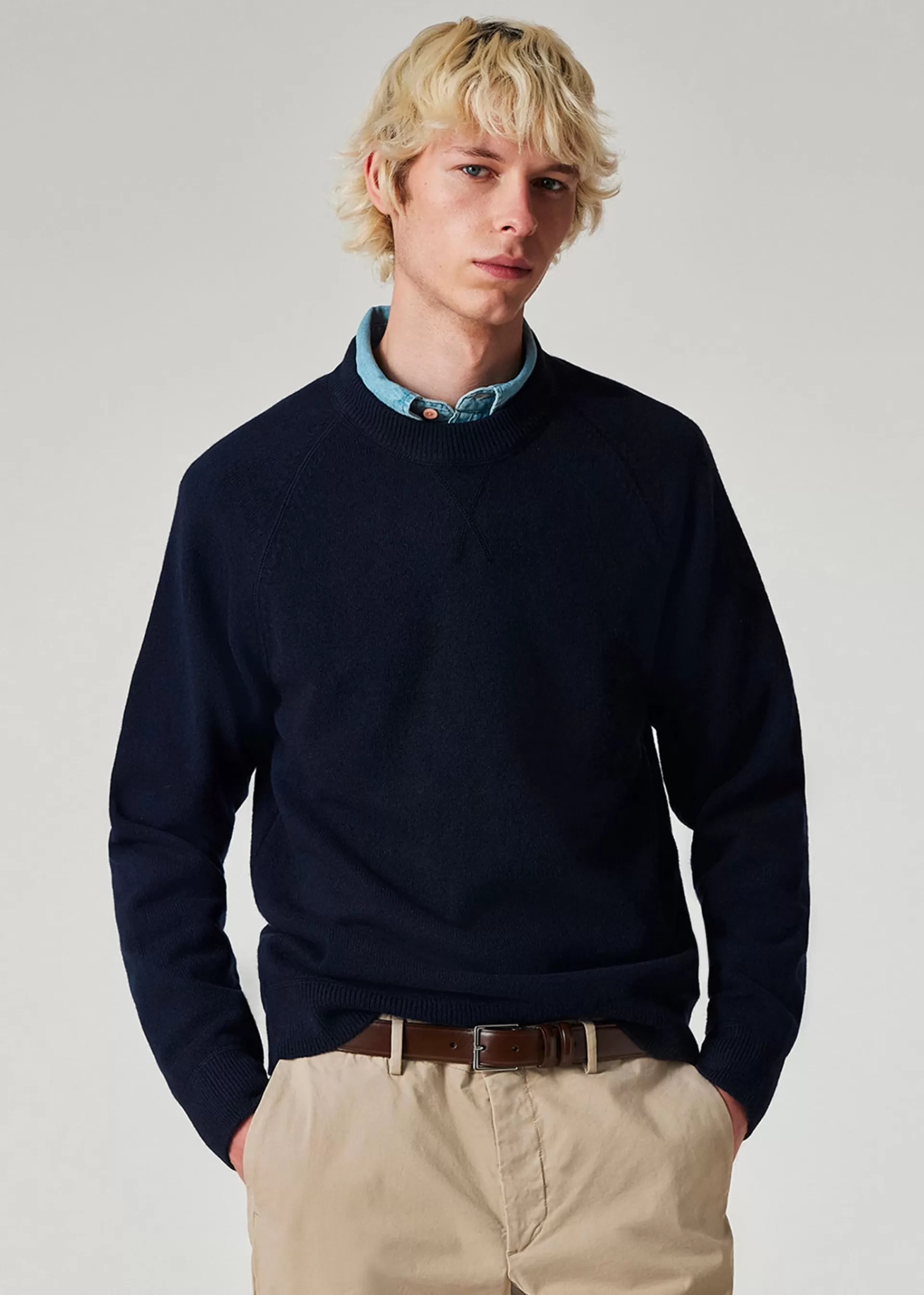 Dark Navy Merino Wool Raglan Sweater>Paul Smith New