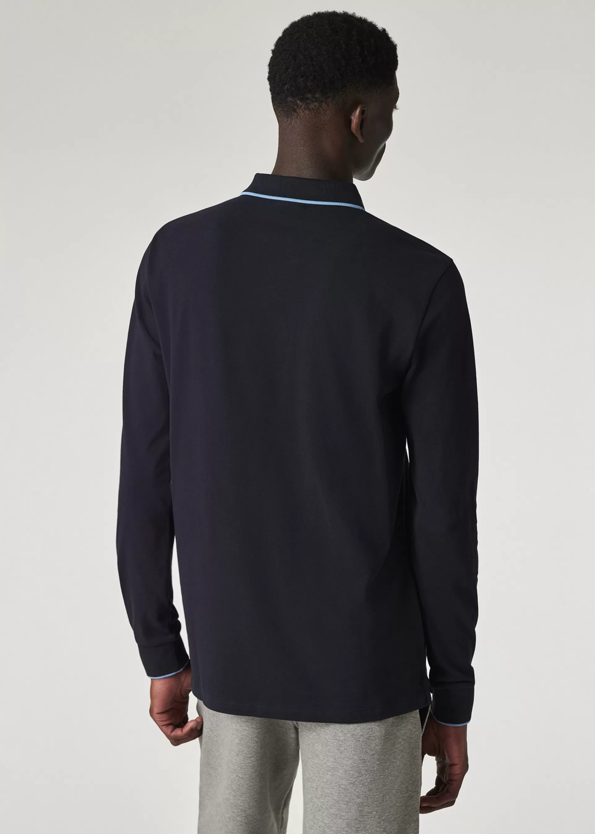 Dark Navy Organic Cotton Zebra Logo Long-Sleeve Polo Shirt>Paul Smith New