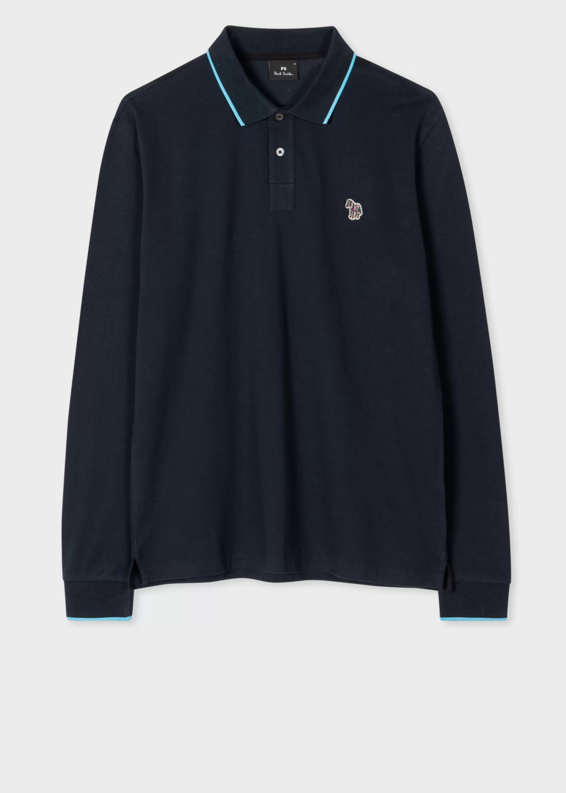 Dark Navy Organic Cotton Zebra Logo Long-Sleeve Polo Shirt>Paul Smith New