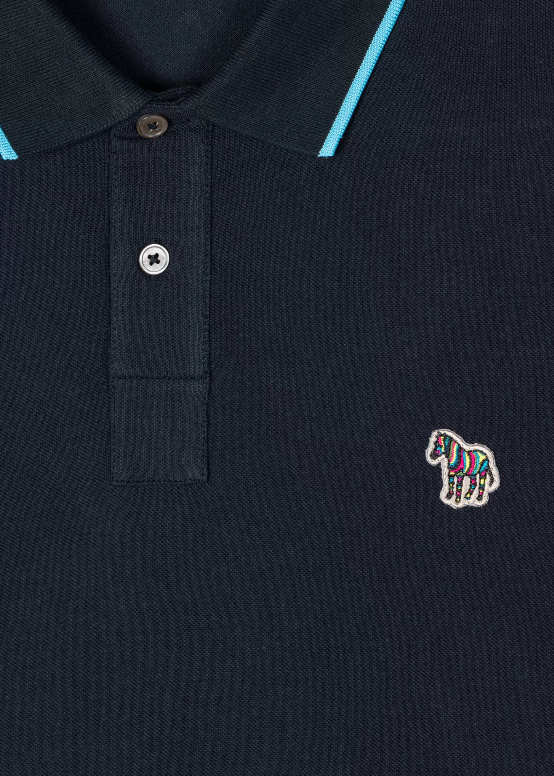 Dark Navy Organic Cotton Zebra Logo Long-Sleeve Polo Shirt>Paul Smith New