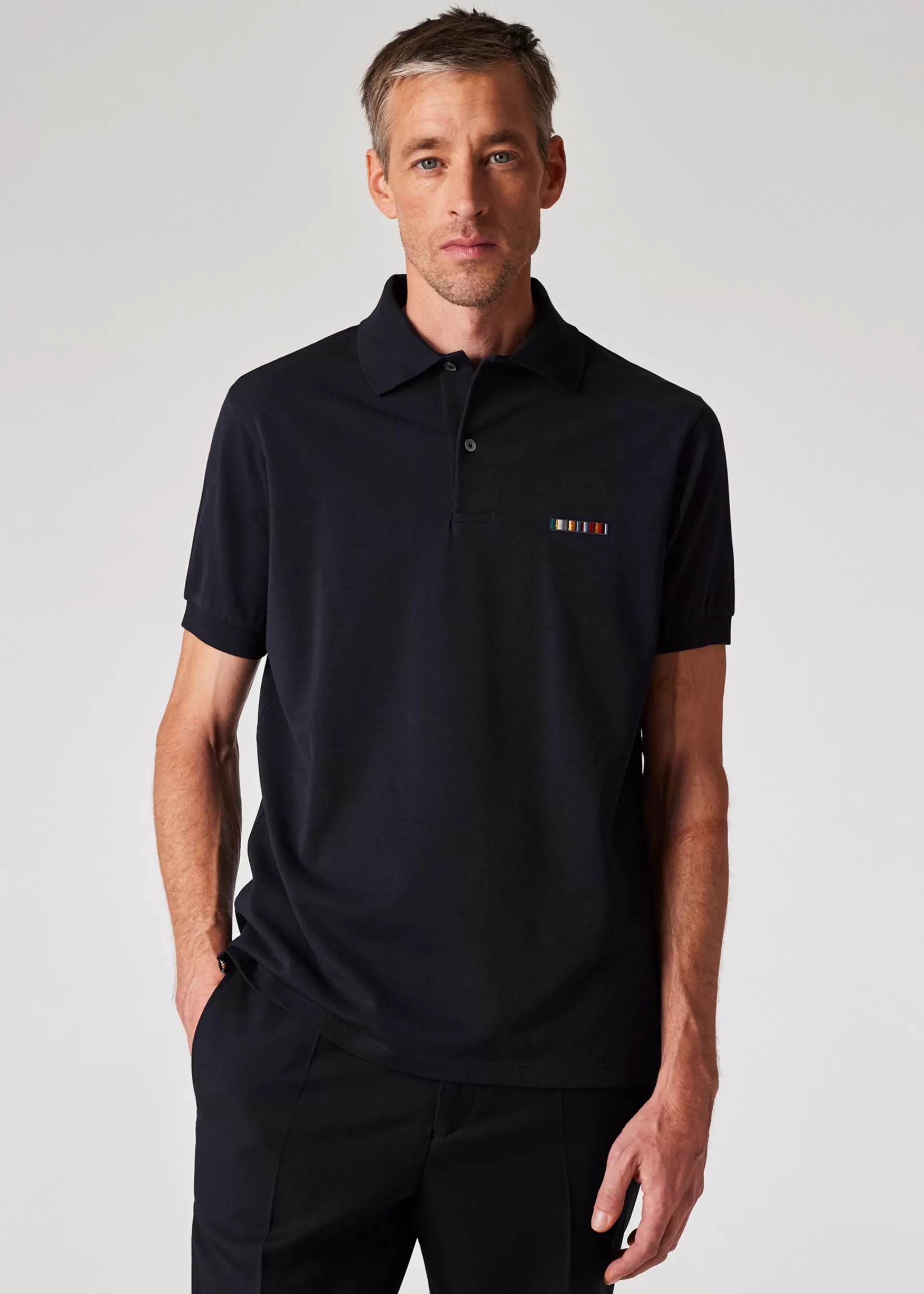 Dark Navy 'Signature Stripe' Logo Cotton Polo Shirt>Paul Smith New