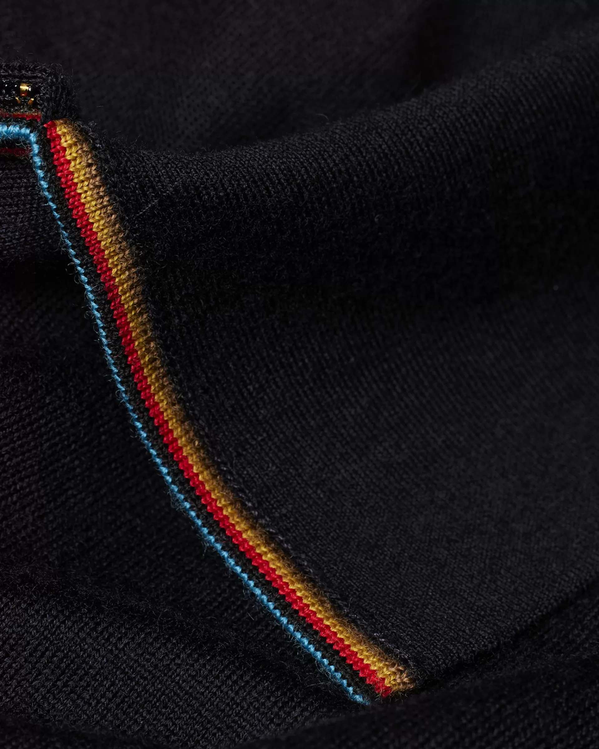Dark Navy 'Signature Stripe' Zip Trim Washable Wool Polo Shirt>Paul Smith Fashion