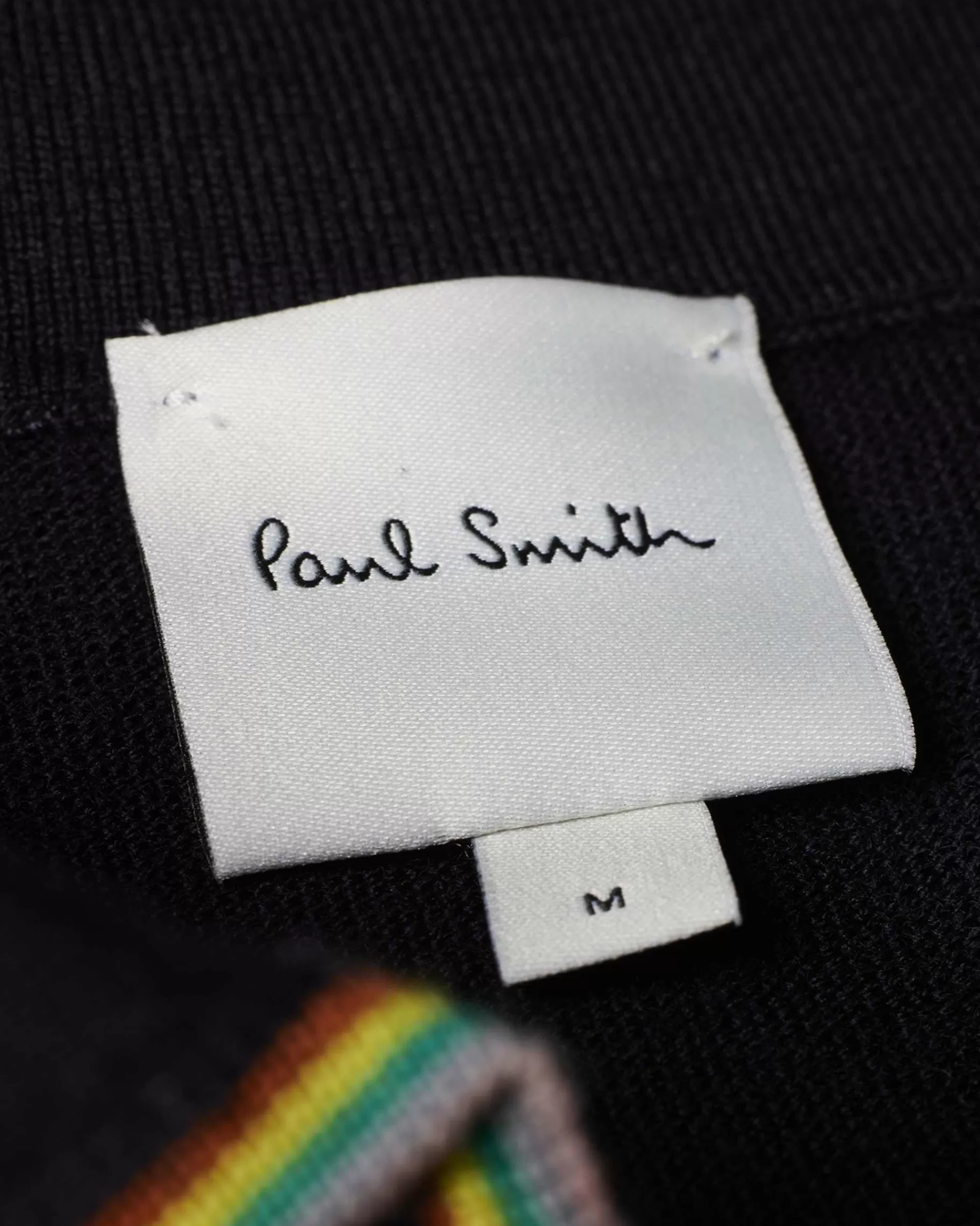 Dark Navy 'Signature Stripe' Zip Trim Washable Wool Polo Shirt>Paul Smith Fashion