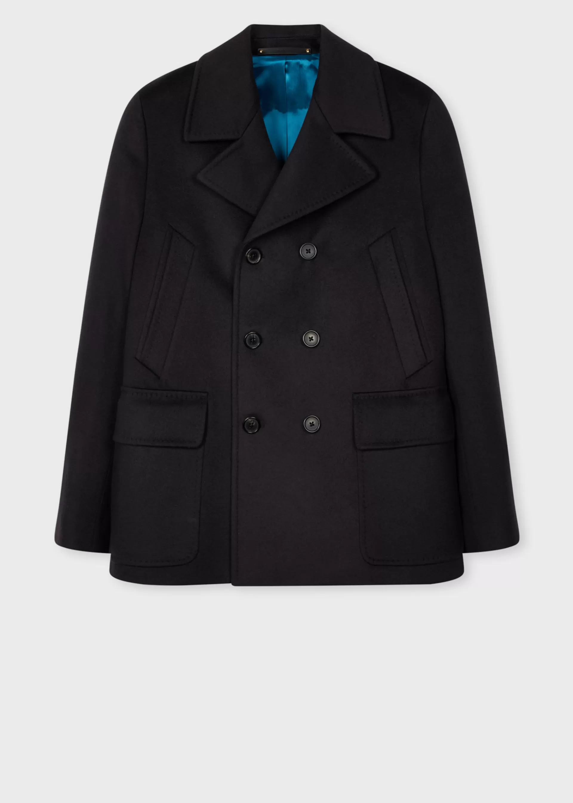 Dark Navy Wool And Cashmere-Blend Pea Coat>Paul Smith Store