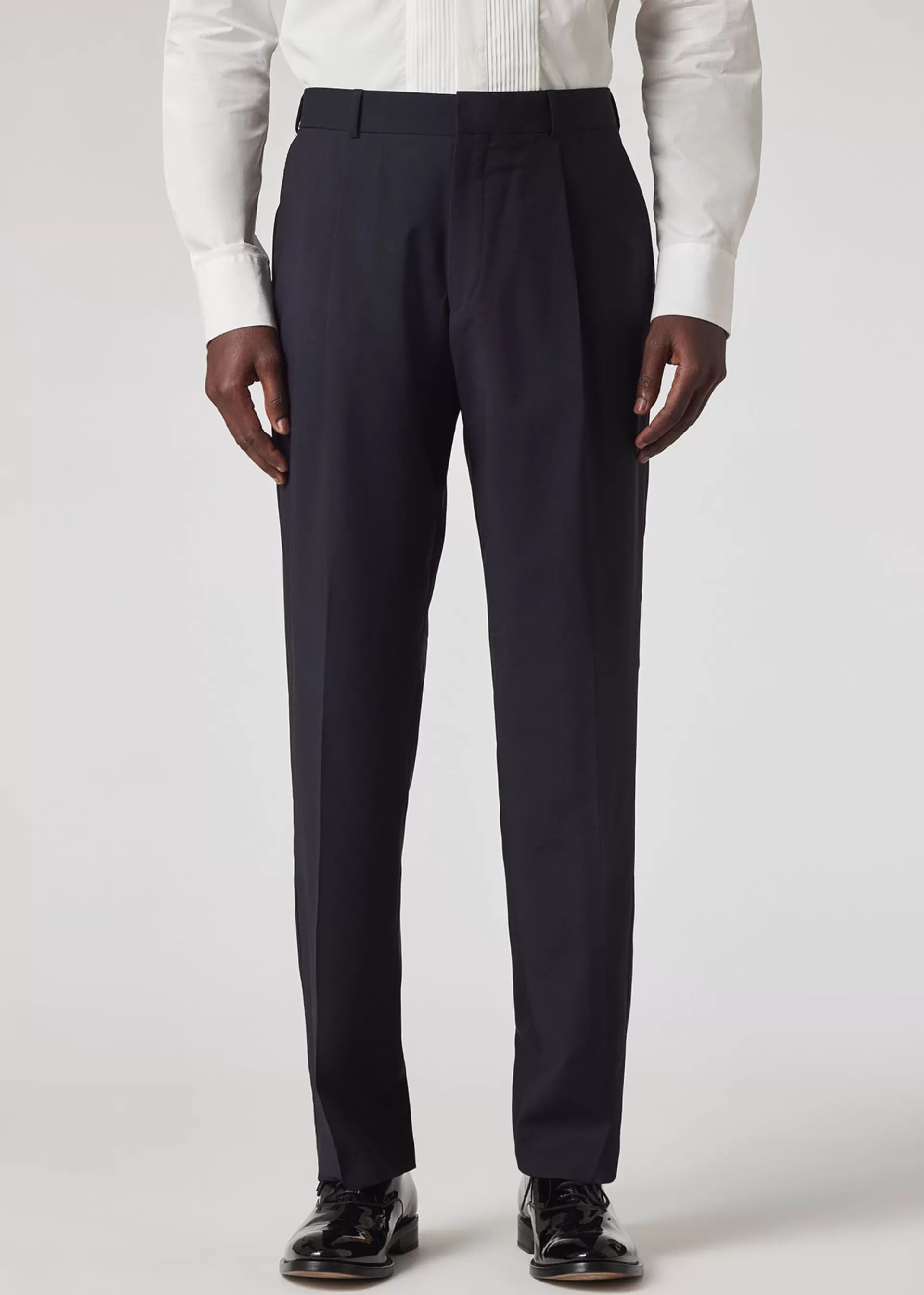 Dark Navy Wool-Mohair Pleated Trousers>Paul Smith Shop