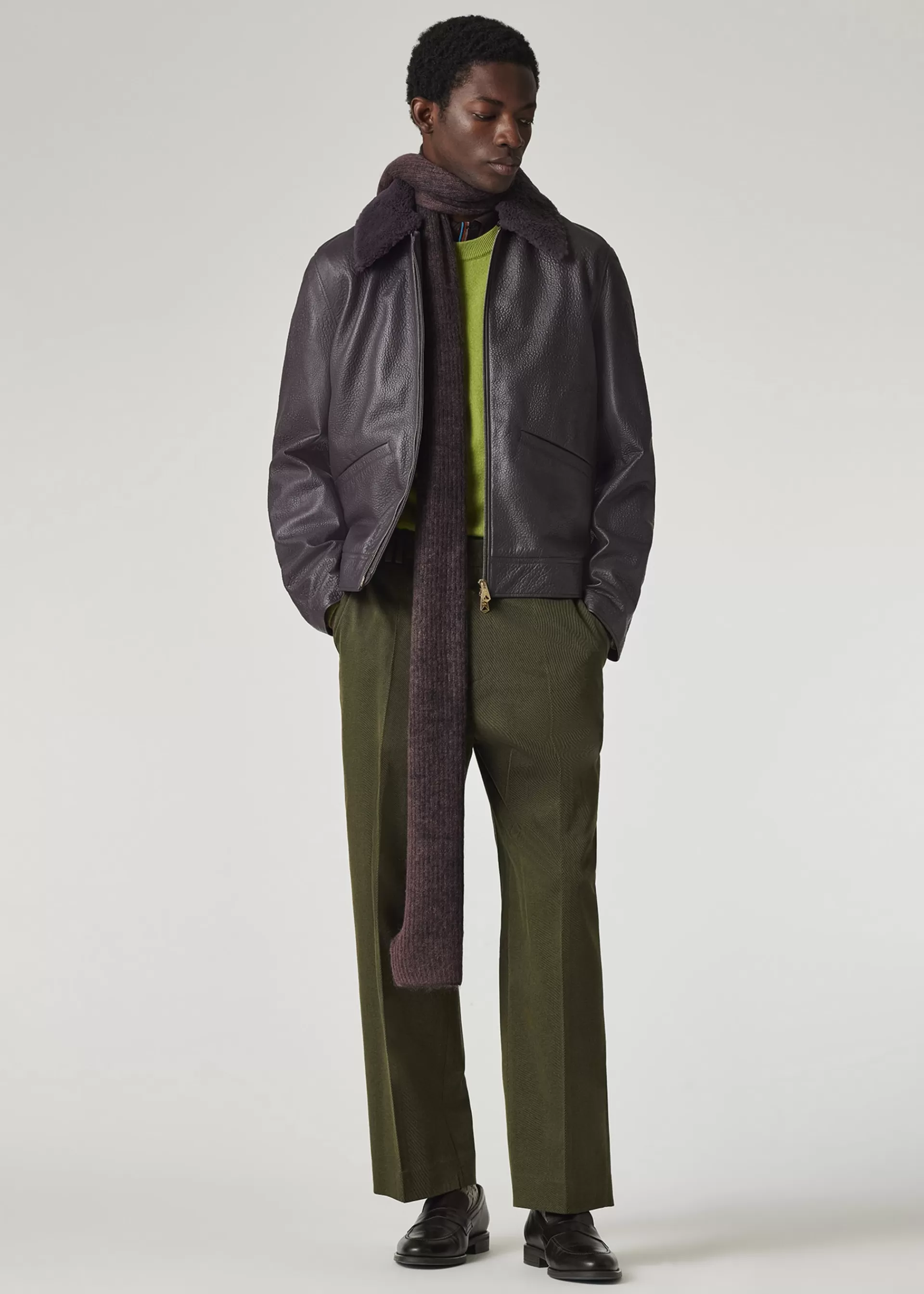 Dark Purple Grained Leather Jacket>Paul Smith Sale