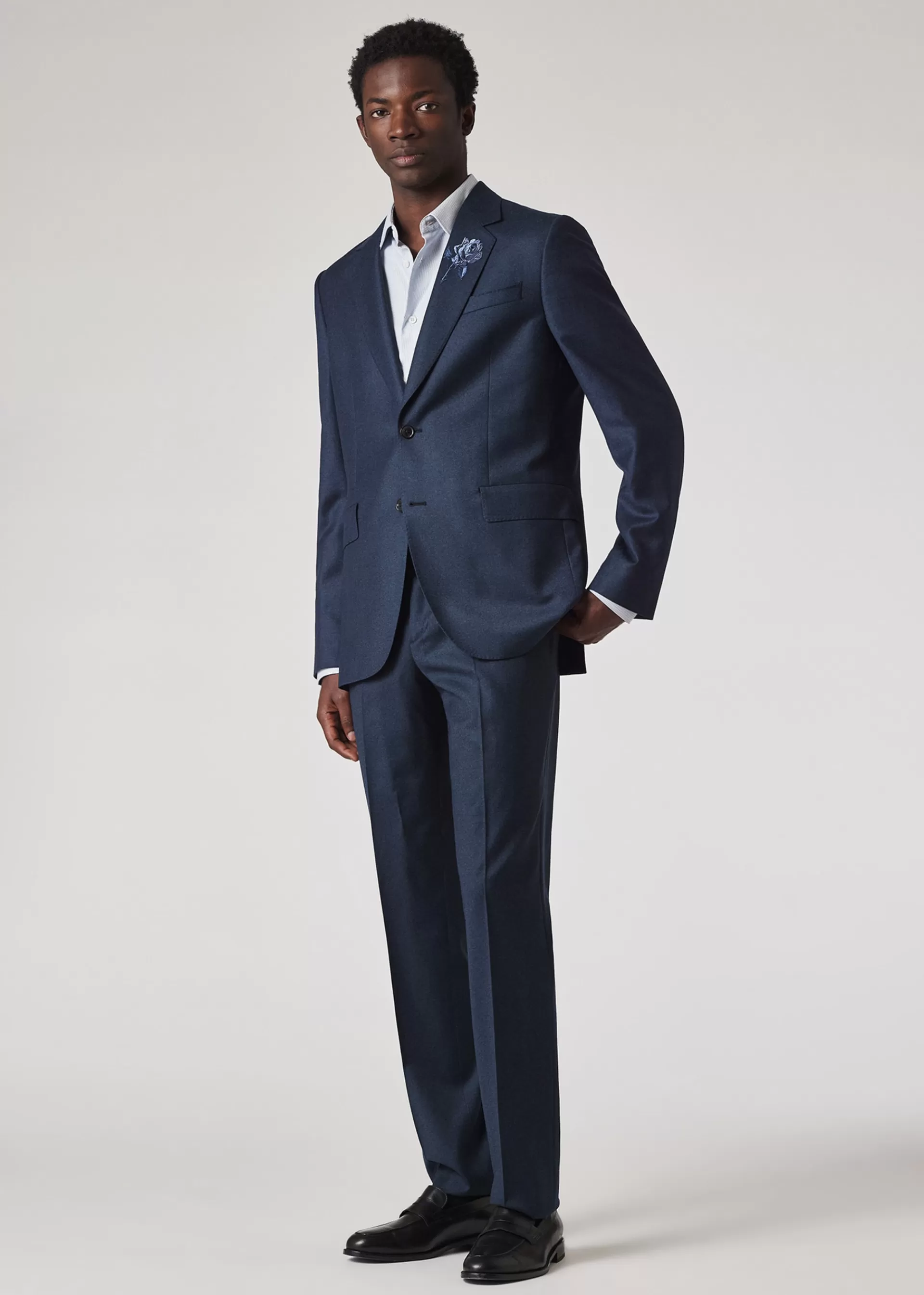 Dark Teal Wool-Cashmere Flannel Embroidered Flower Suit>Paul Smith Outlet