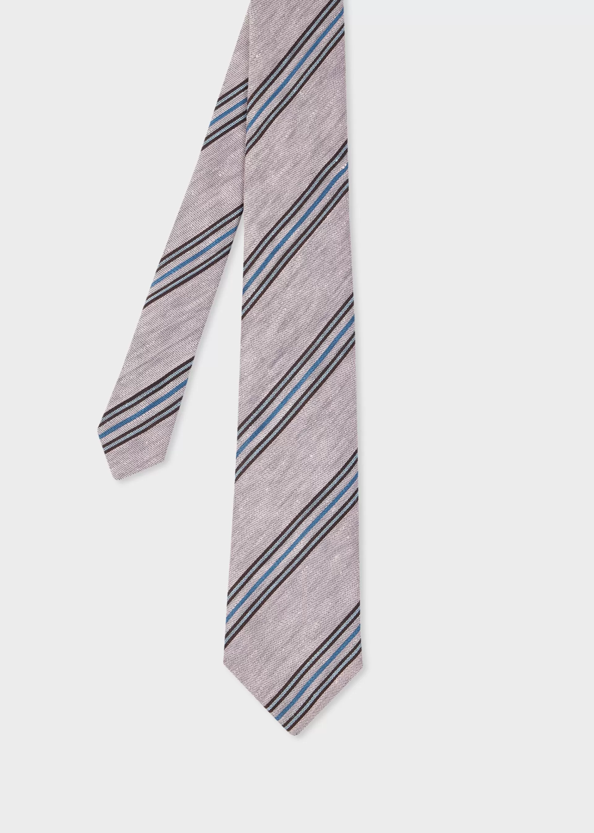 Dusky Linen-Blend Block Stripe Tie>Paul Smith Clearance