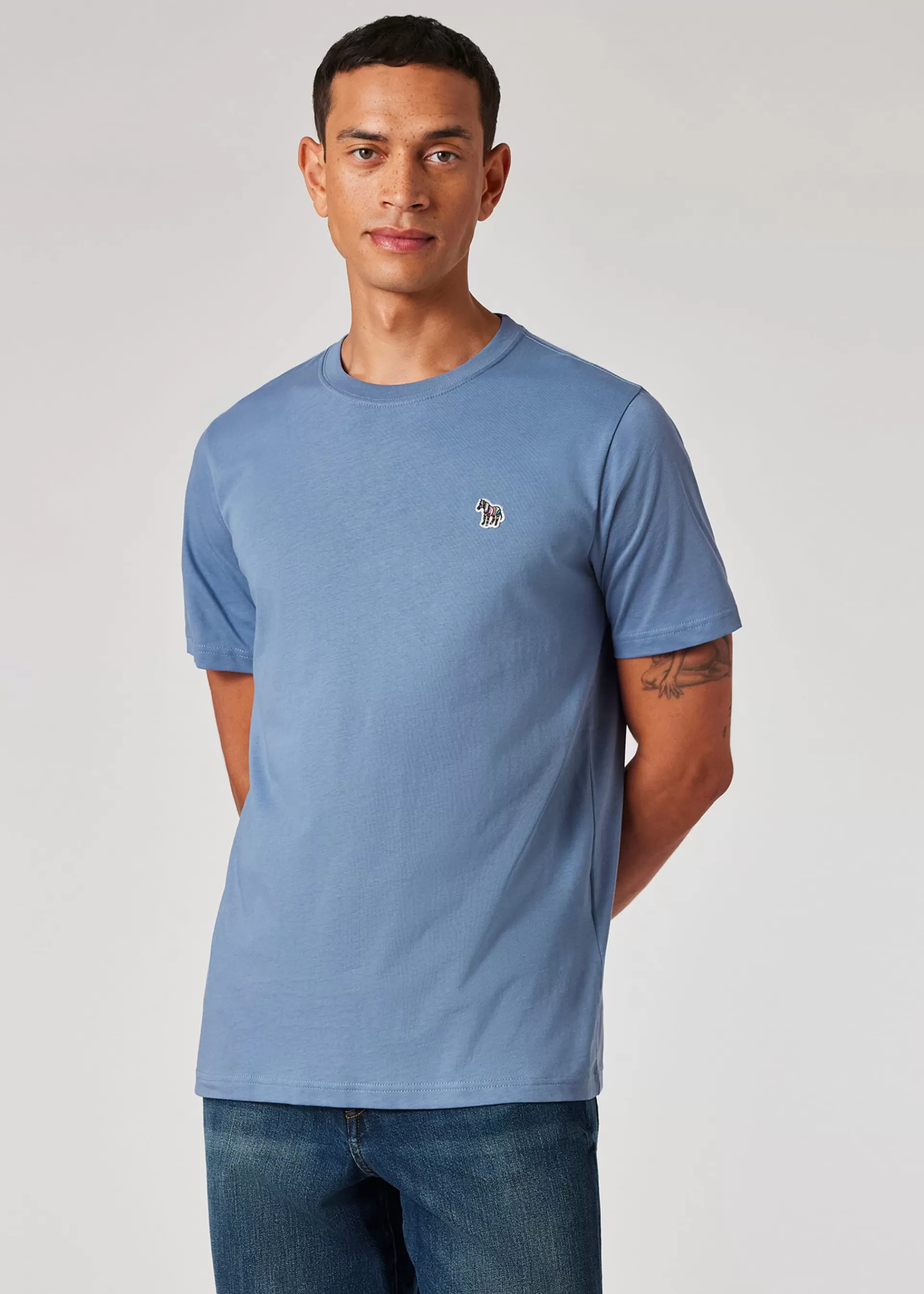 Dusty Blue Organic Cotton Zebra Logo T-Shirt>Paul Smith Best Sale