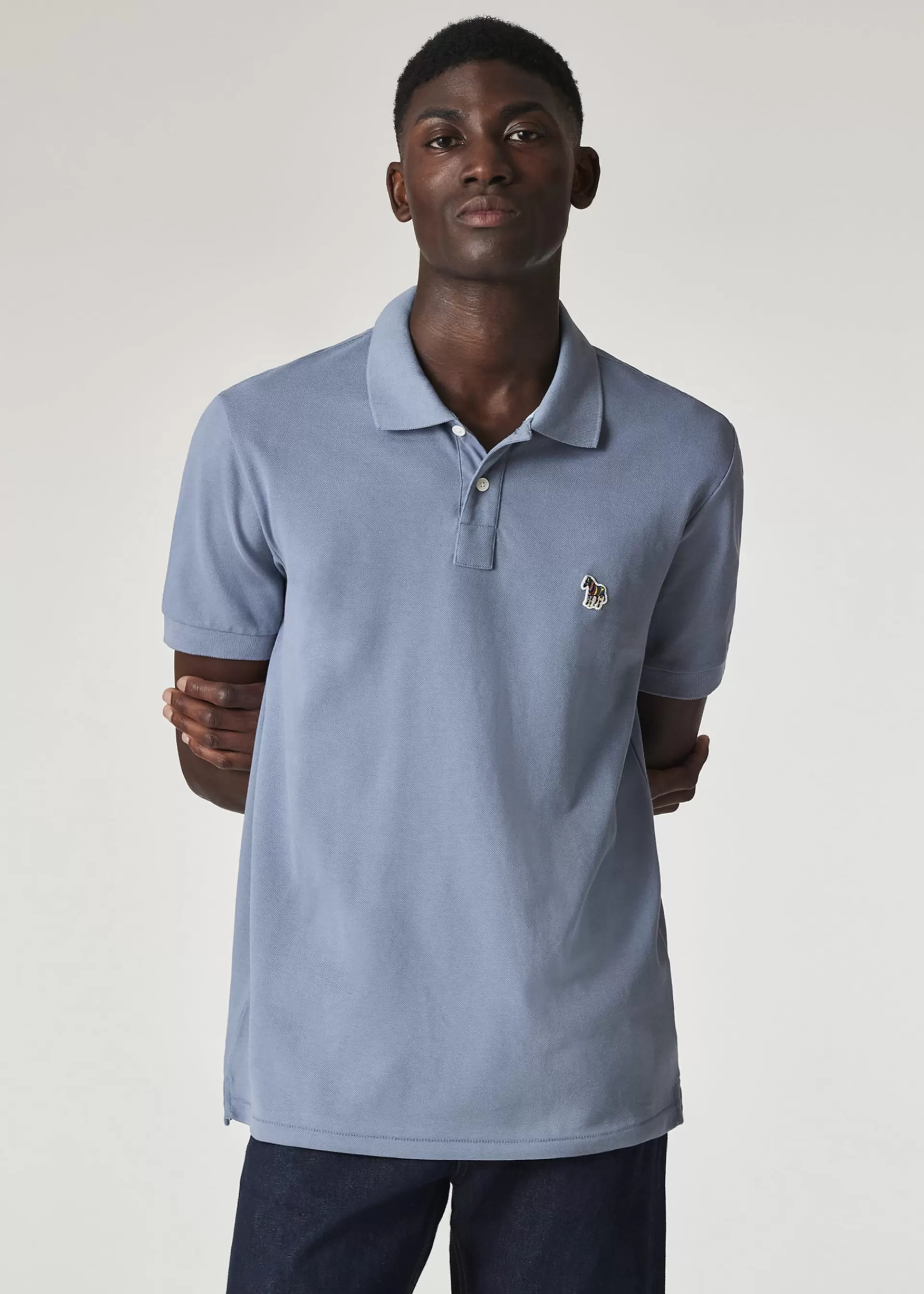 Dusty Blue Organic Cotton Zebra Polo Shirt>Paul Smith Flash Sale