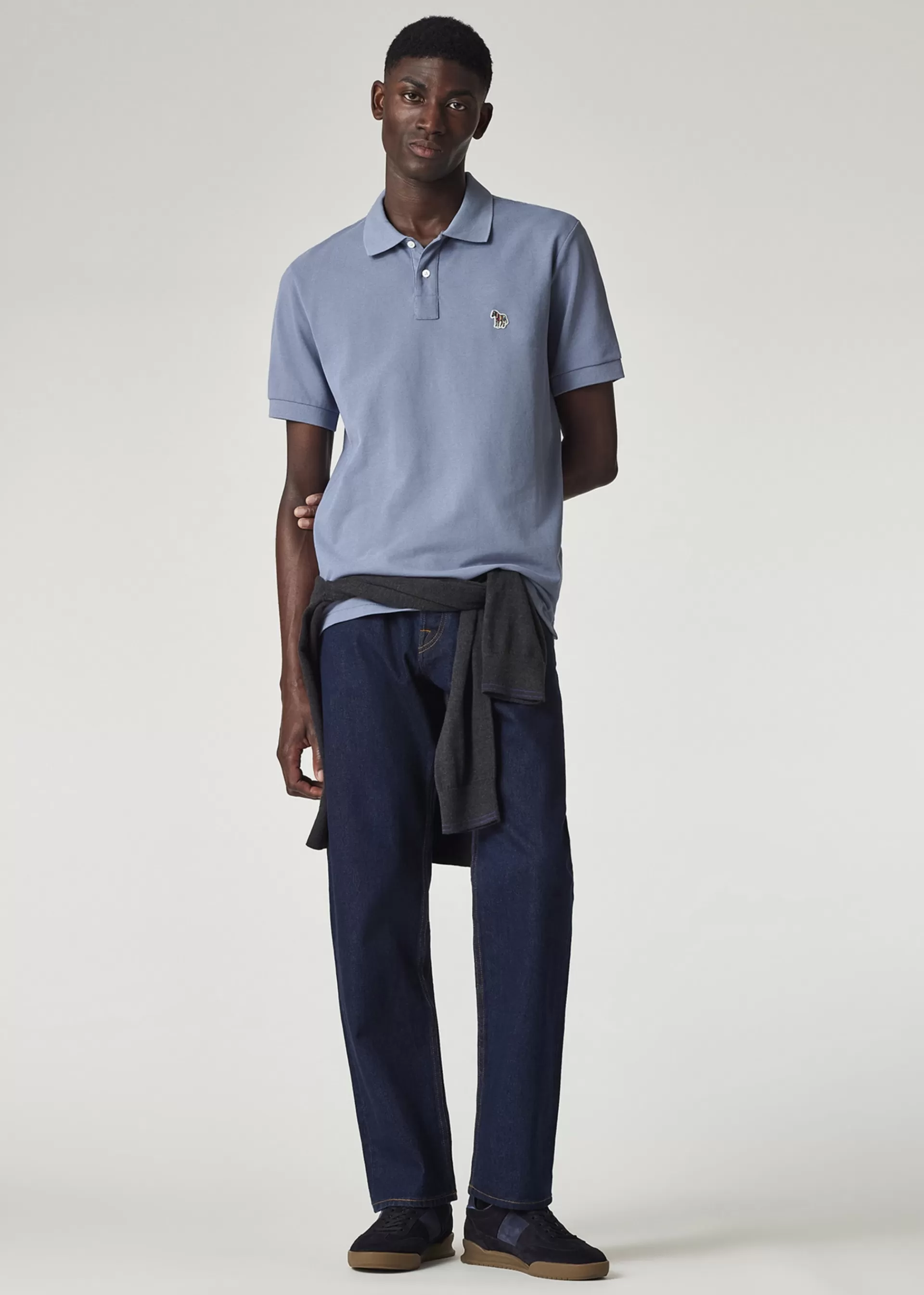 Dusty Blue Organic Cotton Zebra Polo Shirt>Paul Smith Flash Sale