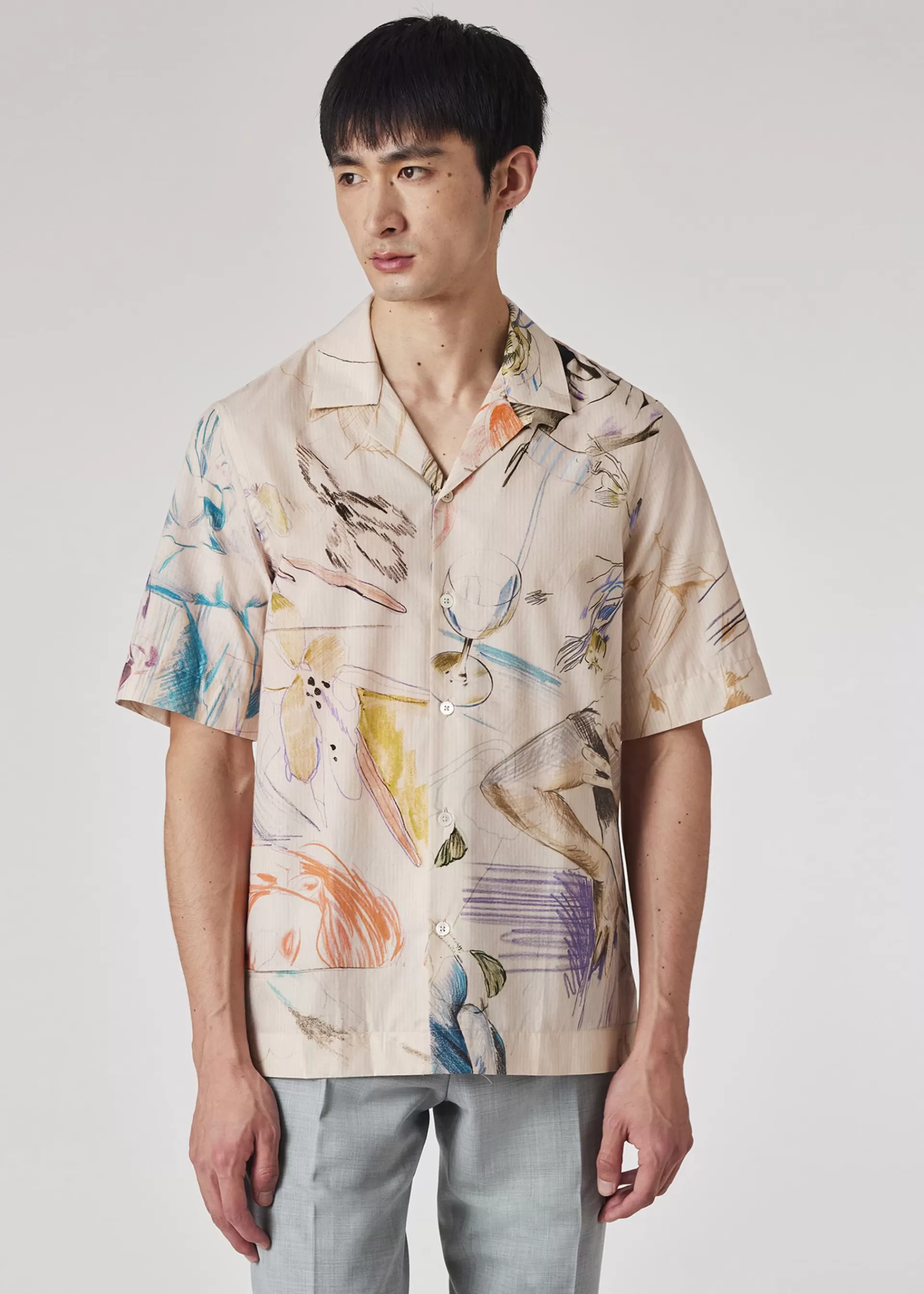 Dusty Pink 'Sketchbook' Print Cotton Shirt>Paul Smith Best