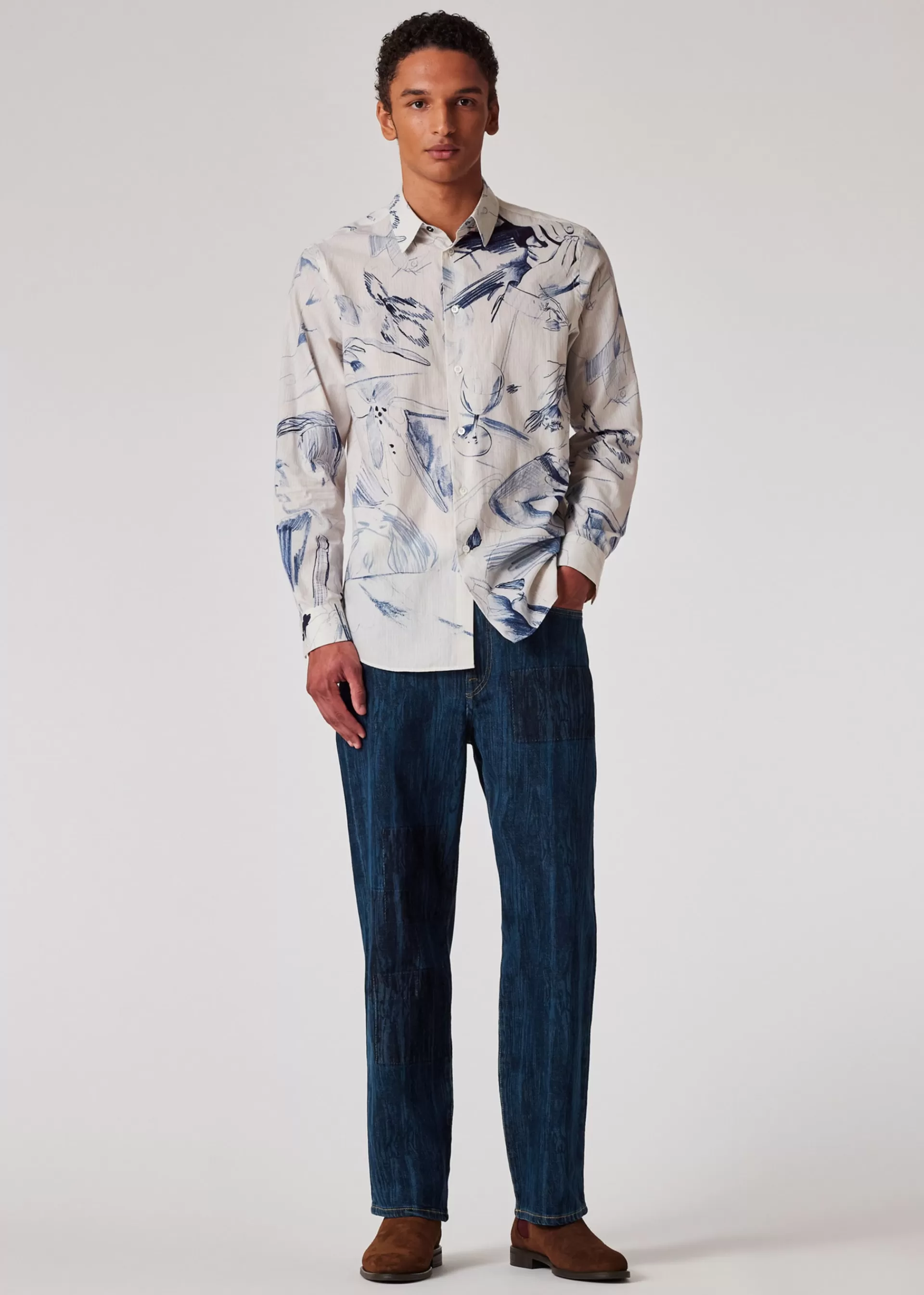 'Sketchbook' Print Cotton Shirt>Paul Smith Sale