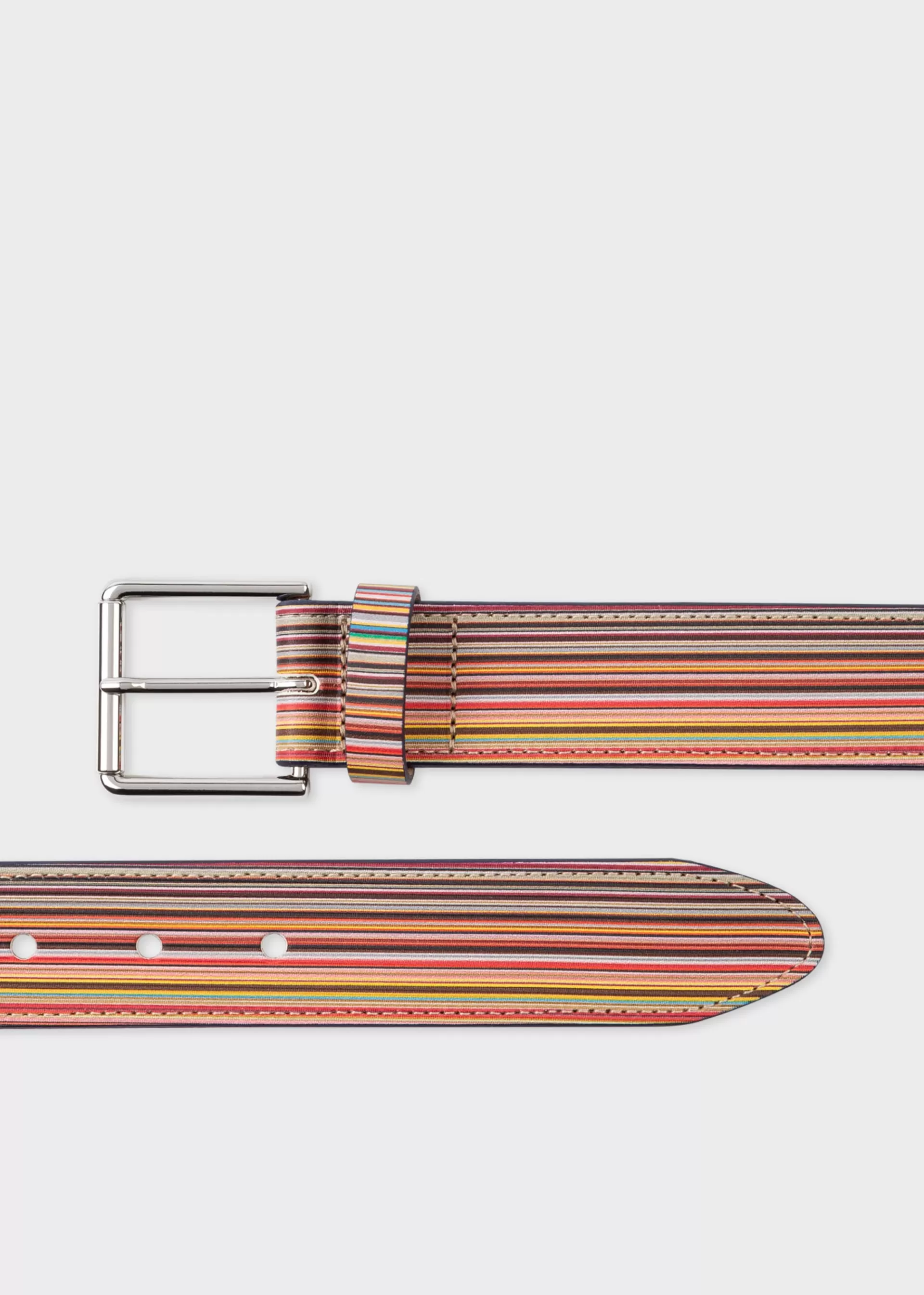 Embossed 'Signature Stripe' Leather Belt>Paul Smith Discount