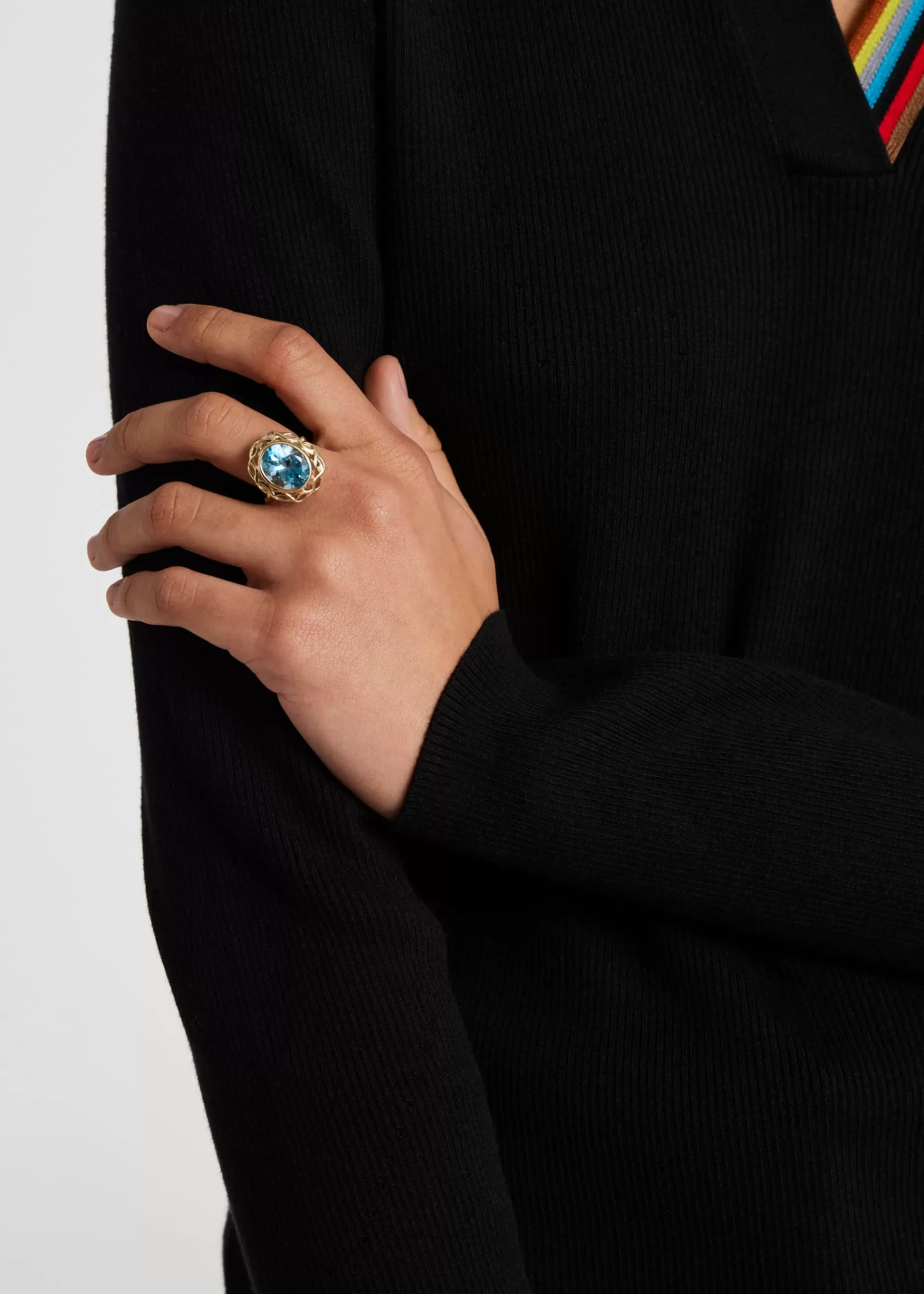 Enormous Sky Blue Topaz' Gold Cocktail Ring by Baroque Rocks>Paul Smith New