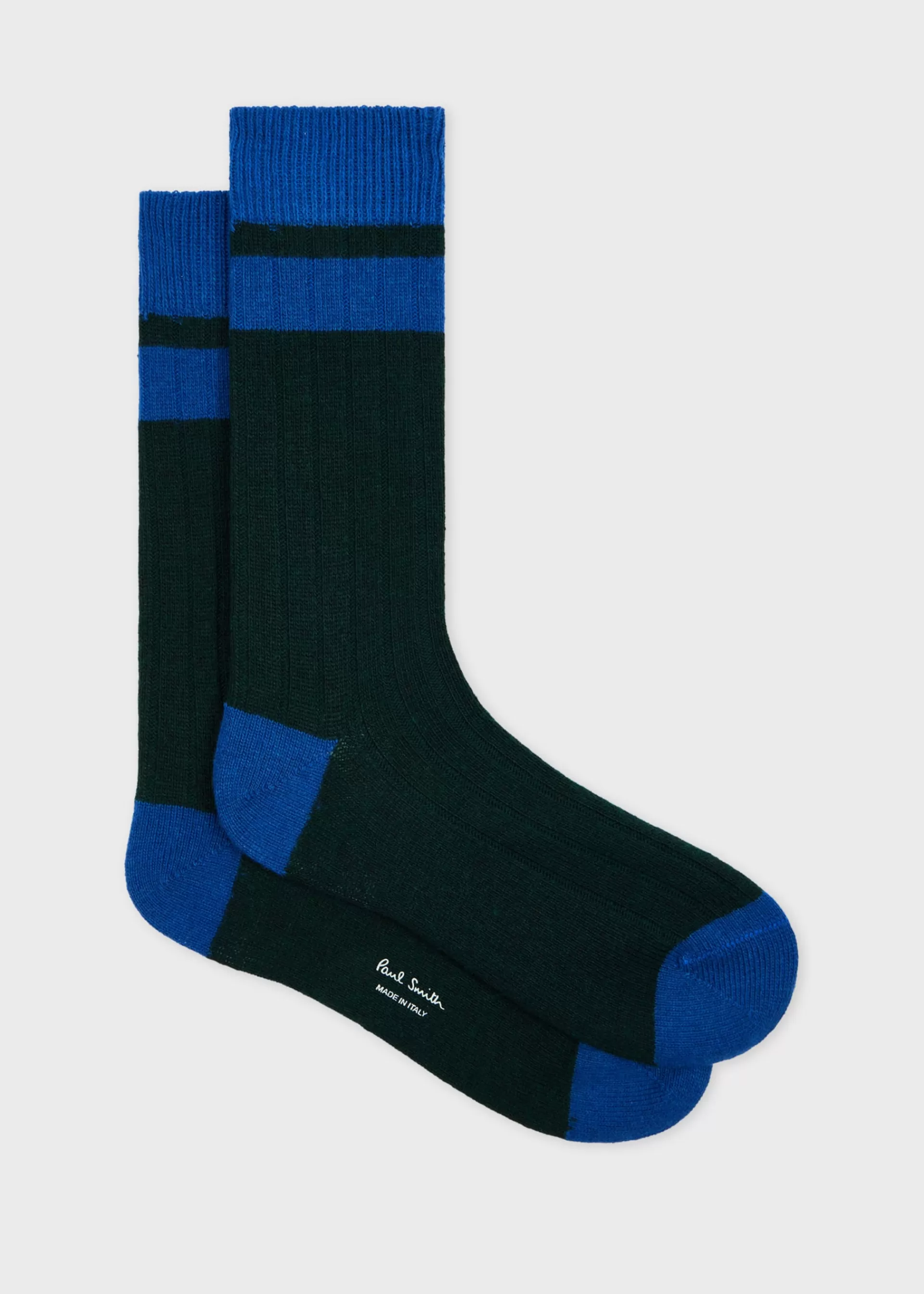 Forest Green and Blue Bold Stripe Block Socks>Paul Smith Flash Sale