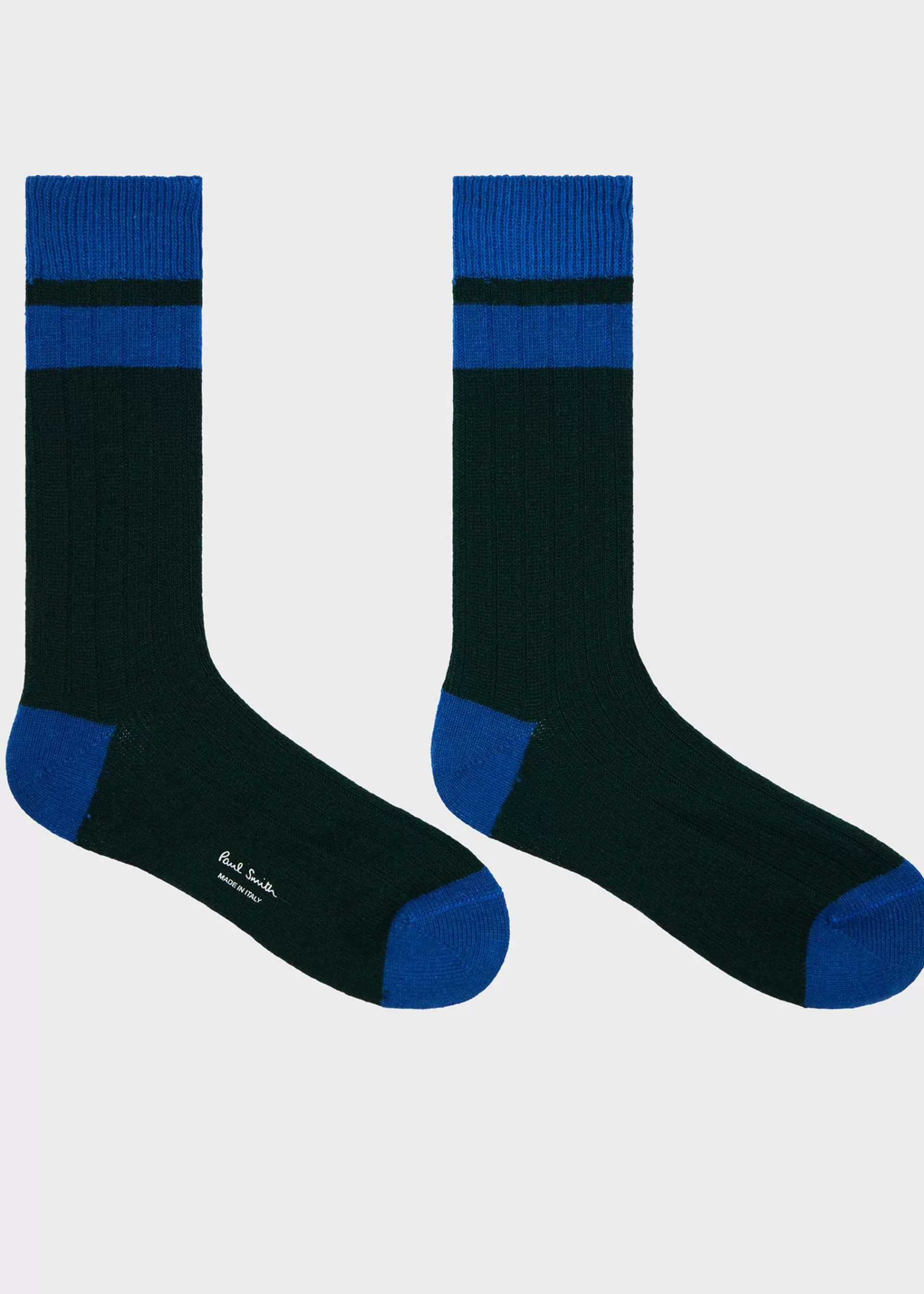 Forest Green and Blue Bold Stripe Block Socks>Paul Smith Flash Sale