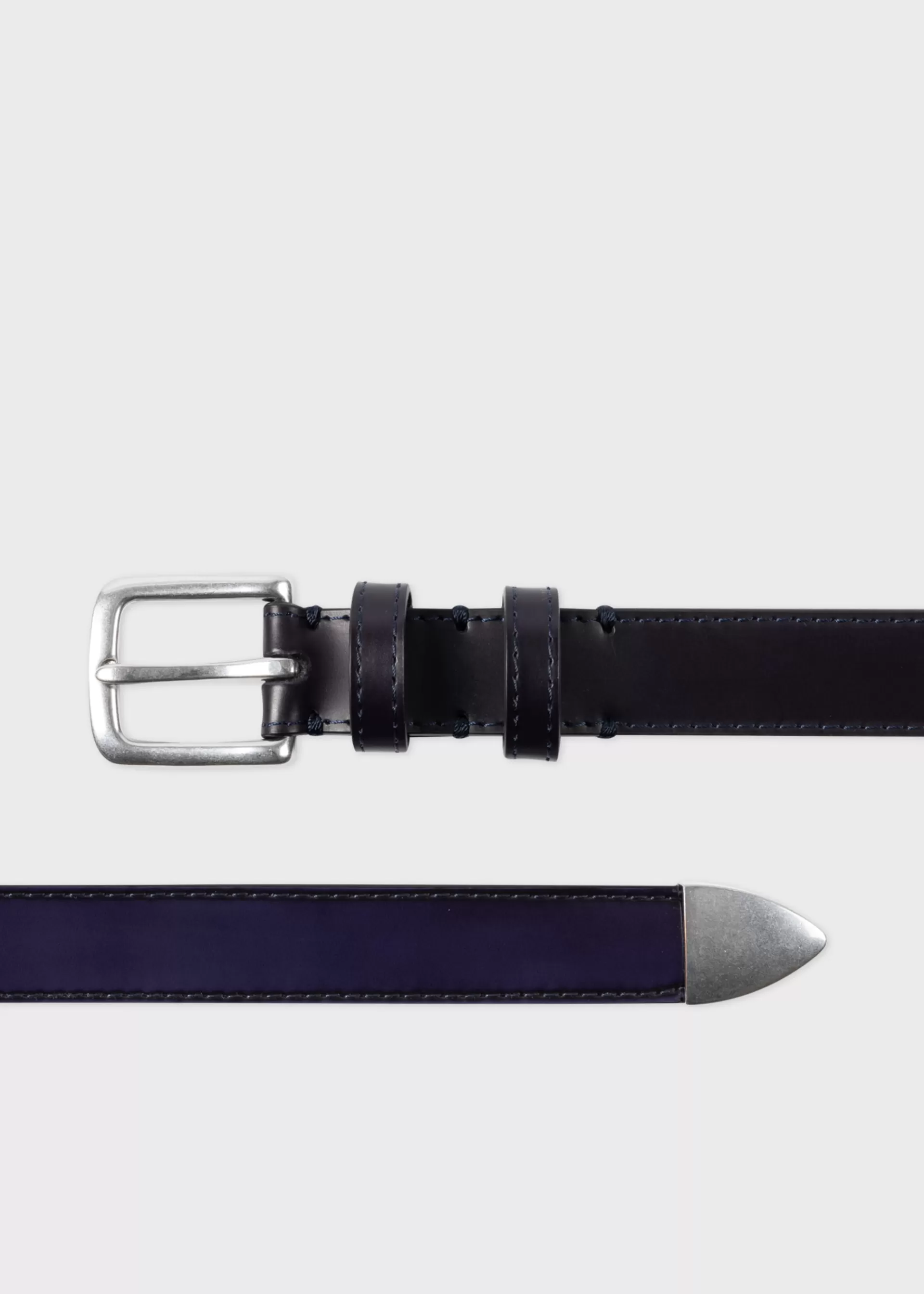 Gradient Dark and Black Leather Silver Tip Belt>Paul Smith Best