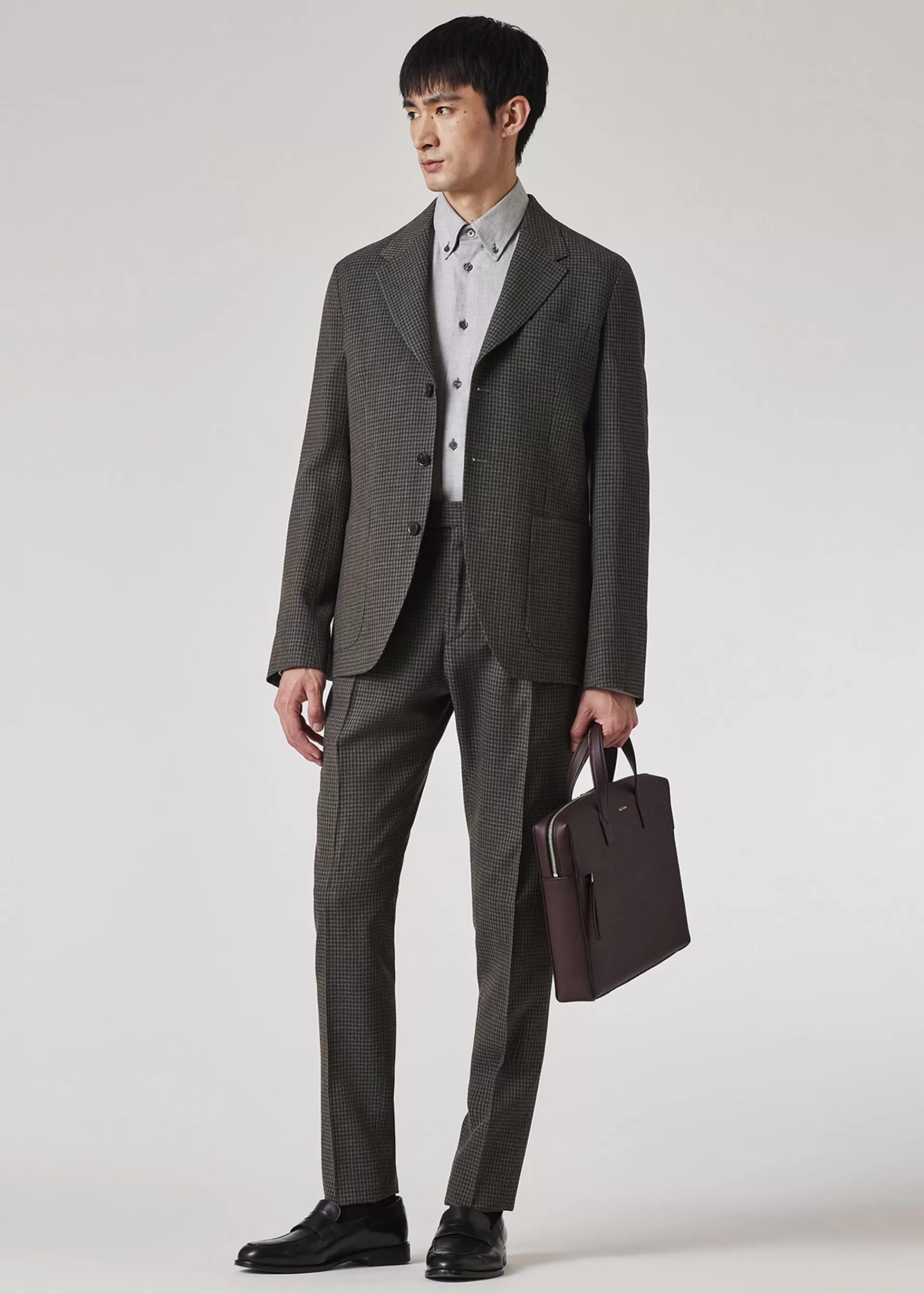 Gingham Check Tapered-Fit Pleated Stretch-Wool Trousers>Paul Smith Outlet