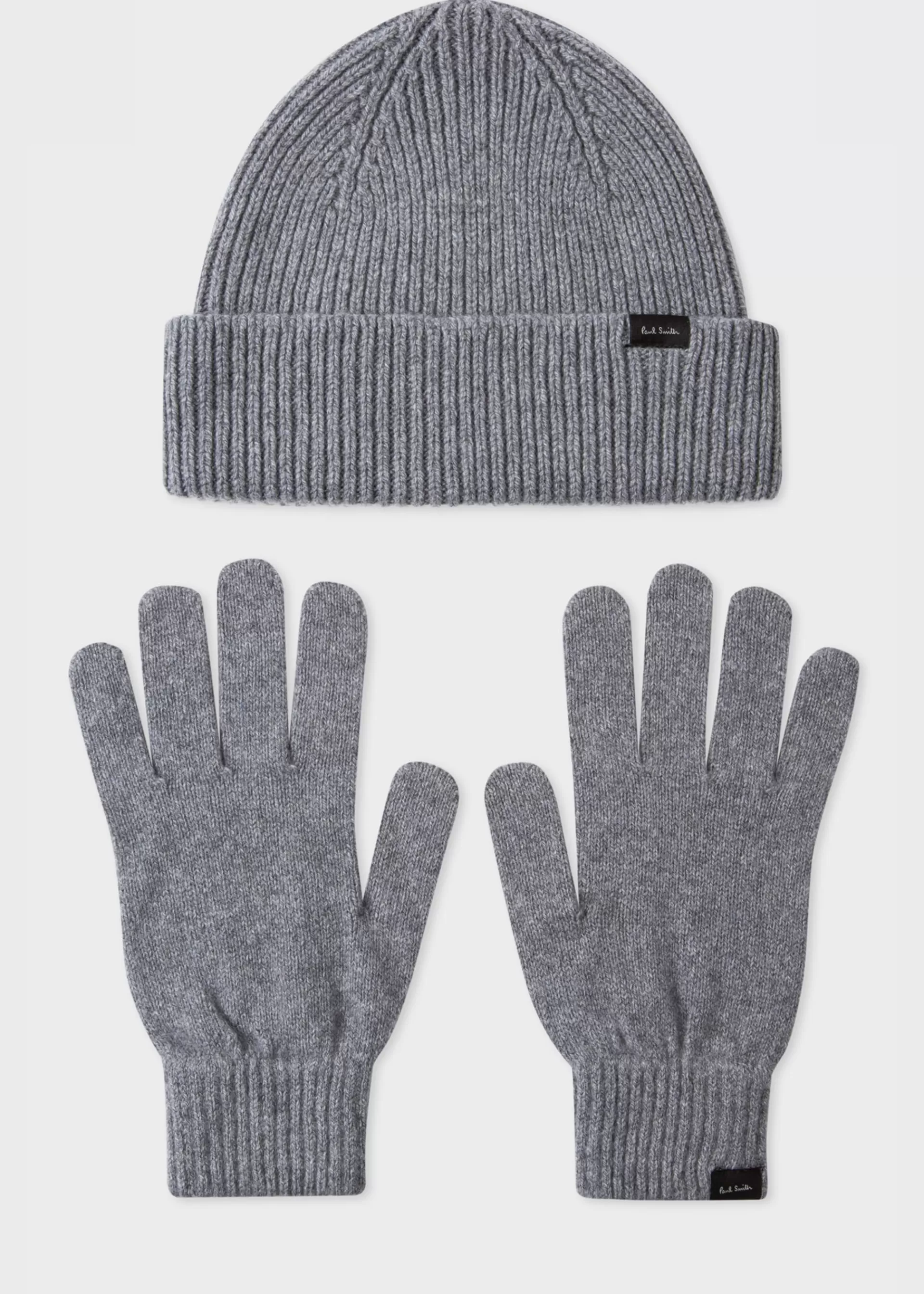 Grey Cashmere-Blend Ribbed Beanie Hat & Cashmere And Merino Wool Gloves Gift Set>Paul Smith Discount