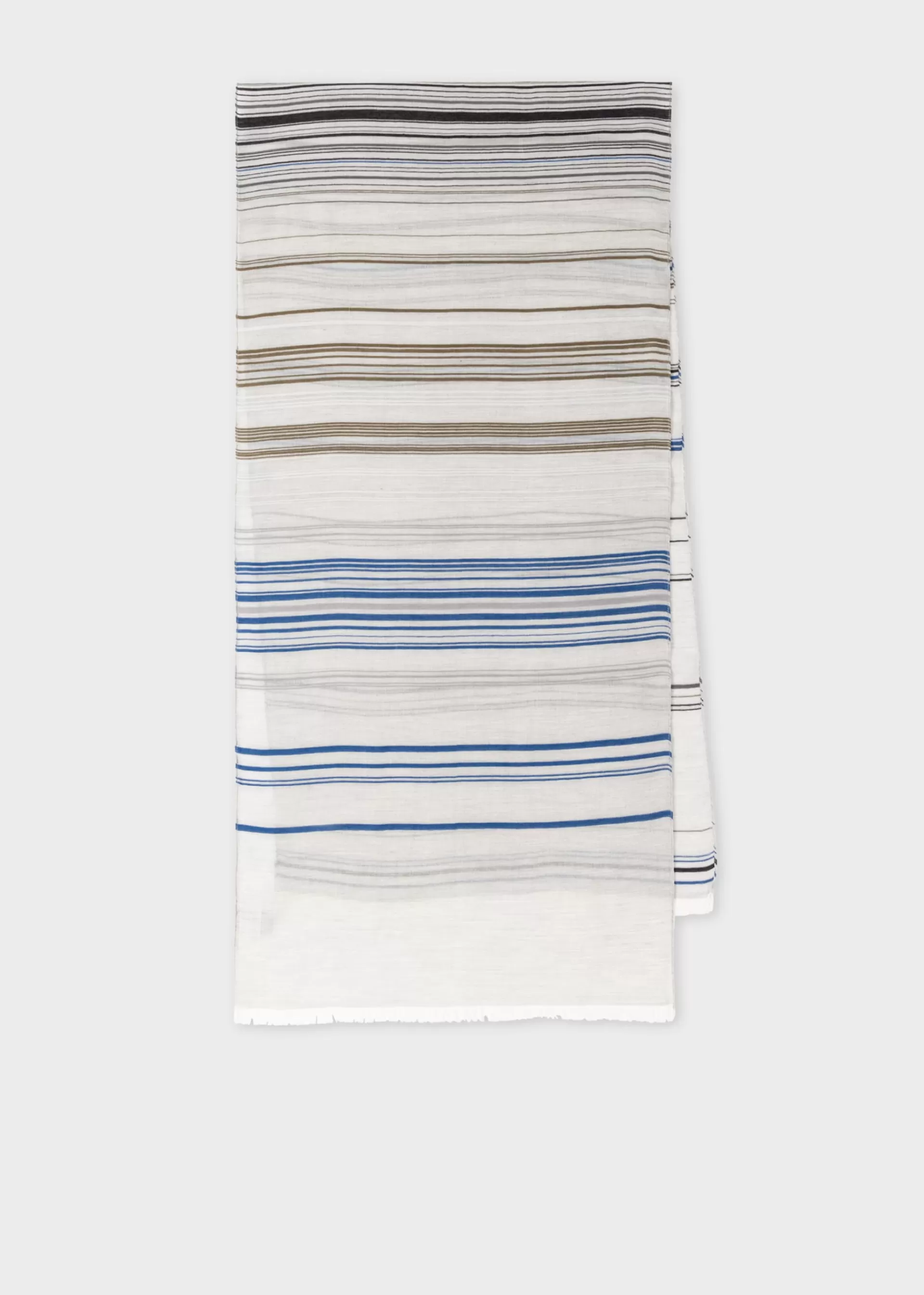 Grey Cotton-Blend Thin Stripe Scarf>Paul Smith Cheap