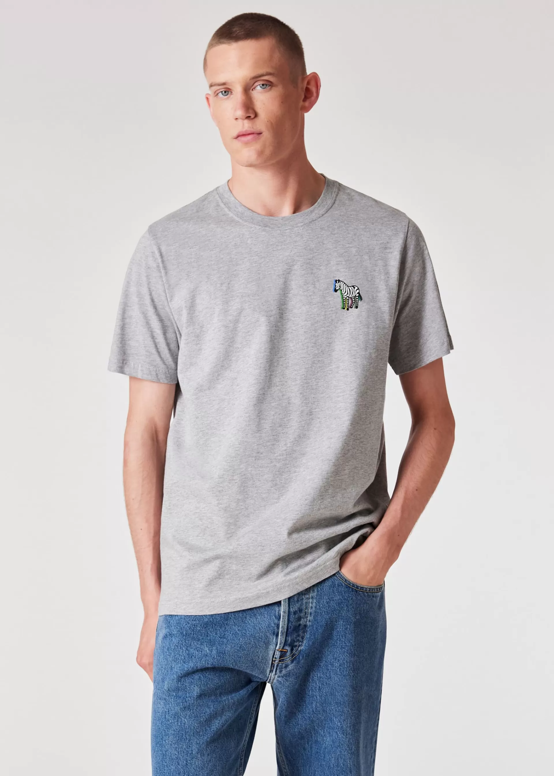 Grey Marl '3D Zebra' Print T-Shirt>Paul Smith Flash Sale