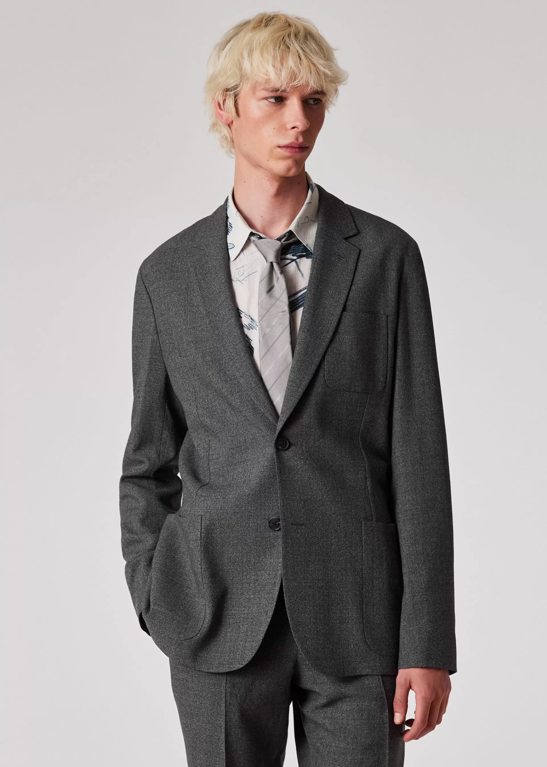 Grey Marl Two-Ply Merino Wool Suit>Paul Smith New