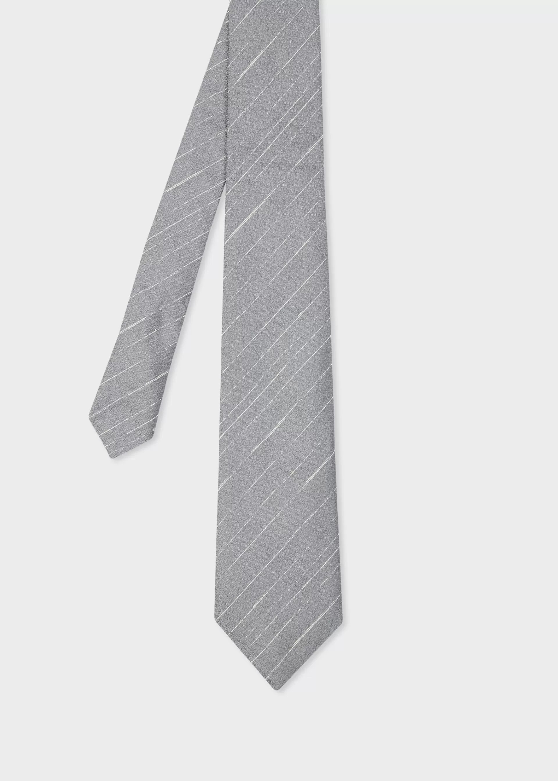 Grey Metallic Textured-Stripe Silk Tie>Paul Smith Cheap
