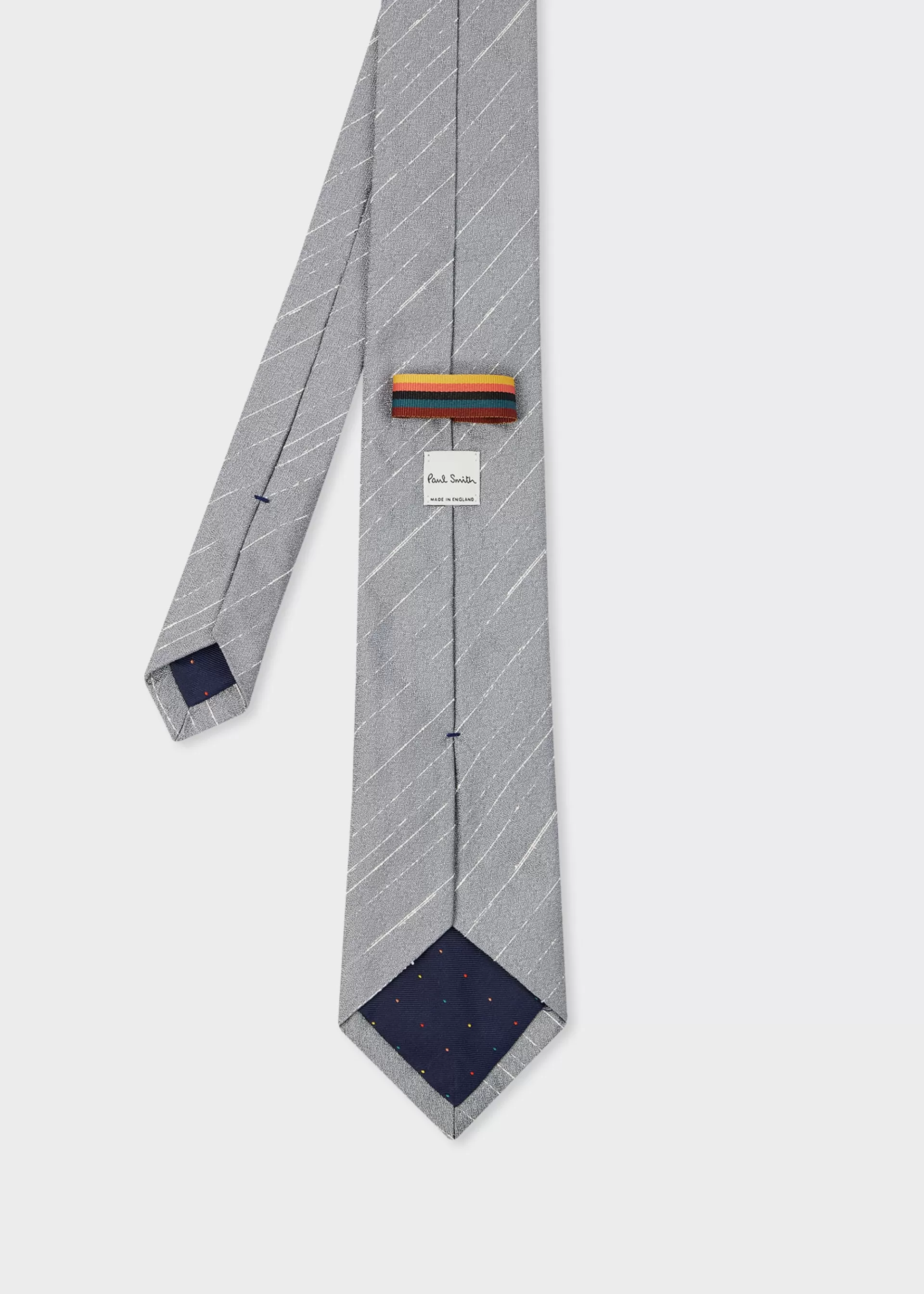 Grey Metallic Textured-Stripe Silk Tie>Paul Smith Cheap