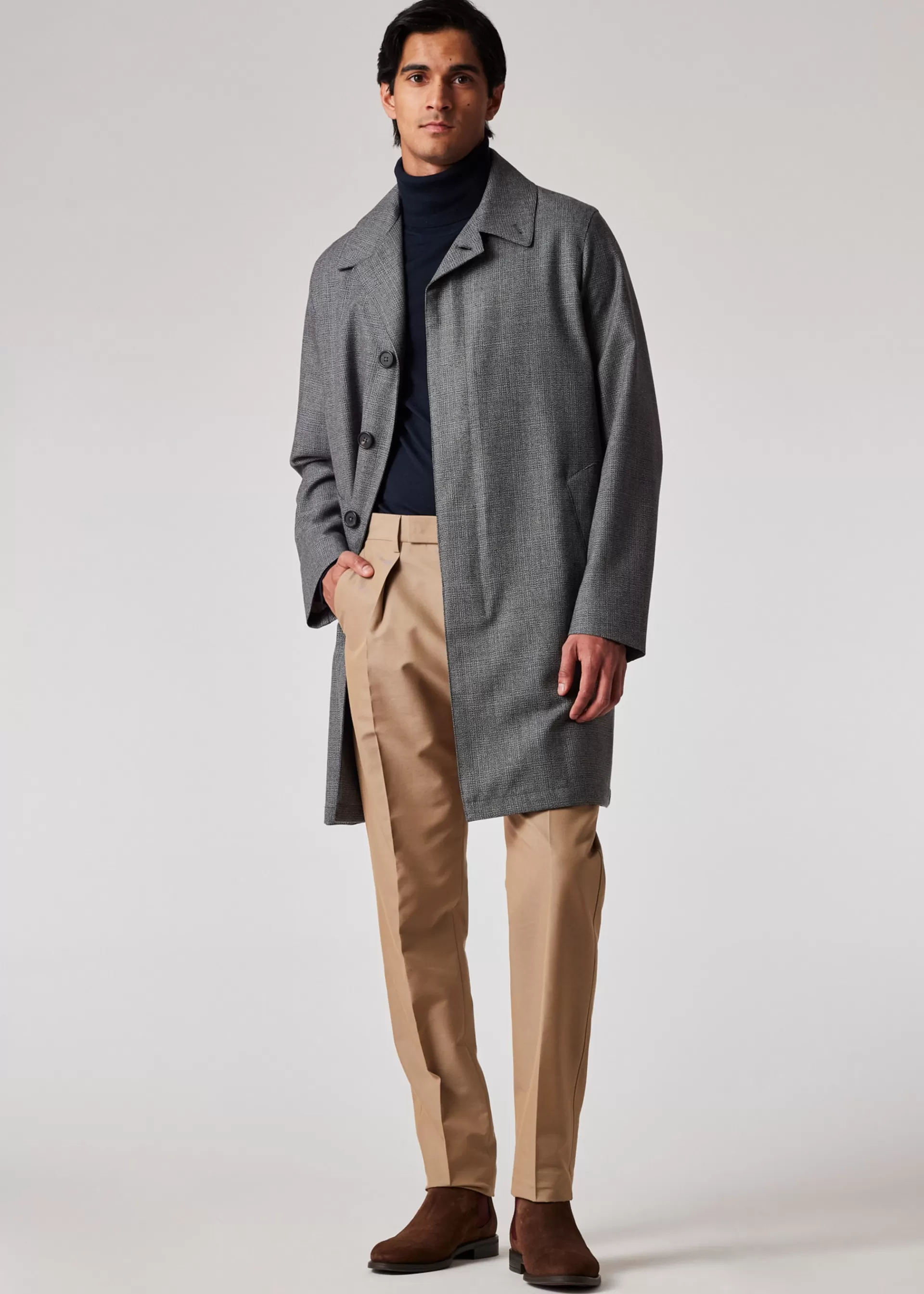 Wool Woven Check Mac>Paul Smith Cheap