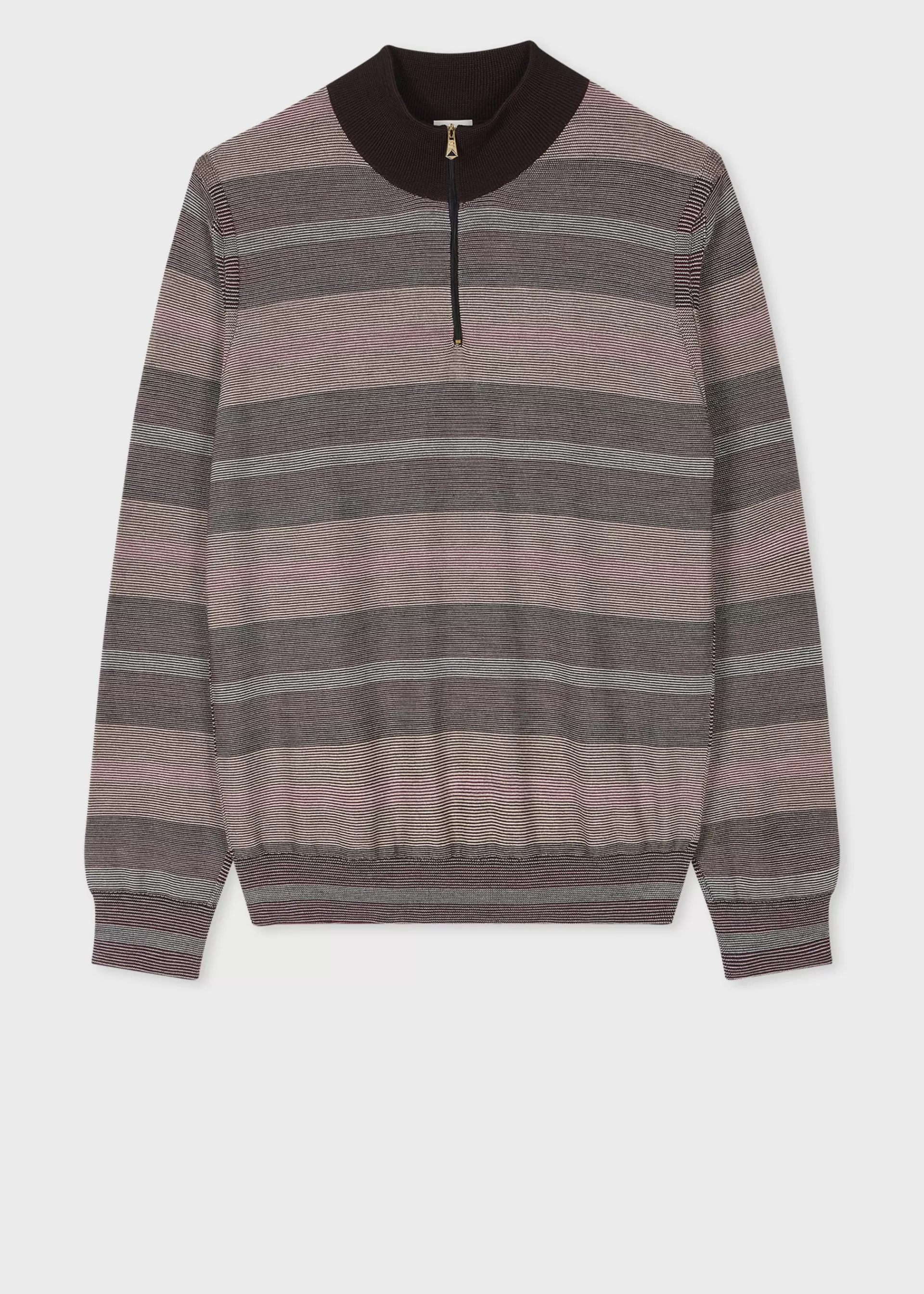 Hazy Stripe Cotton And Wool-Blend Zip-Neck Sweater>Paul Smith Flash Sale