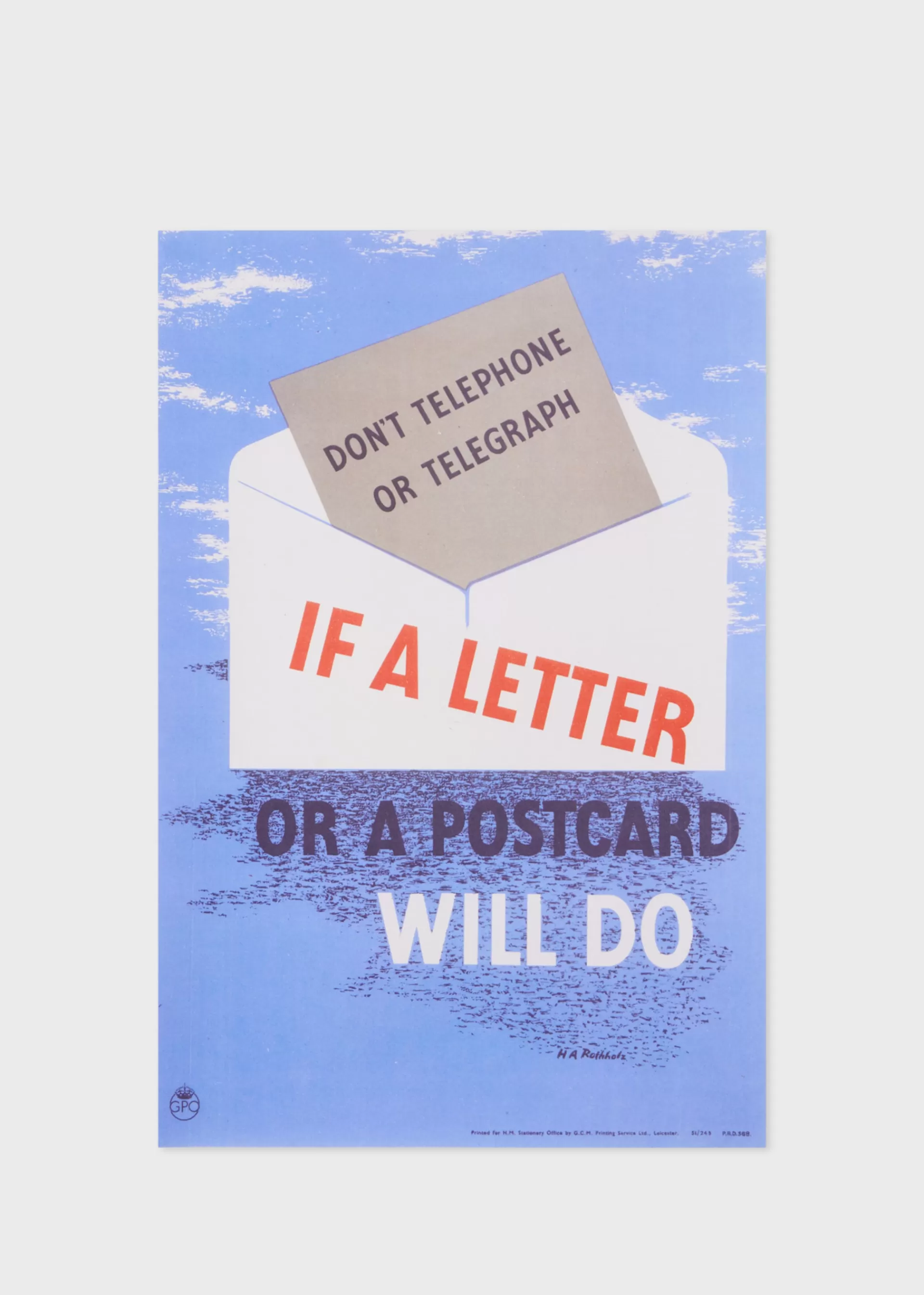If A Letter Or Postcard Will Do, 1944' Poster Print by H. A. Rothholz>Paul Smith Sale