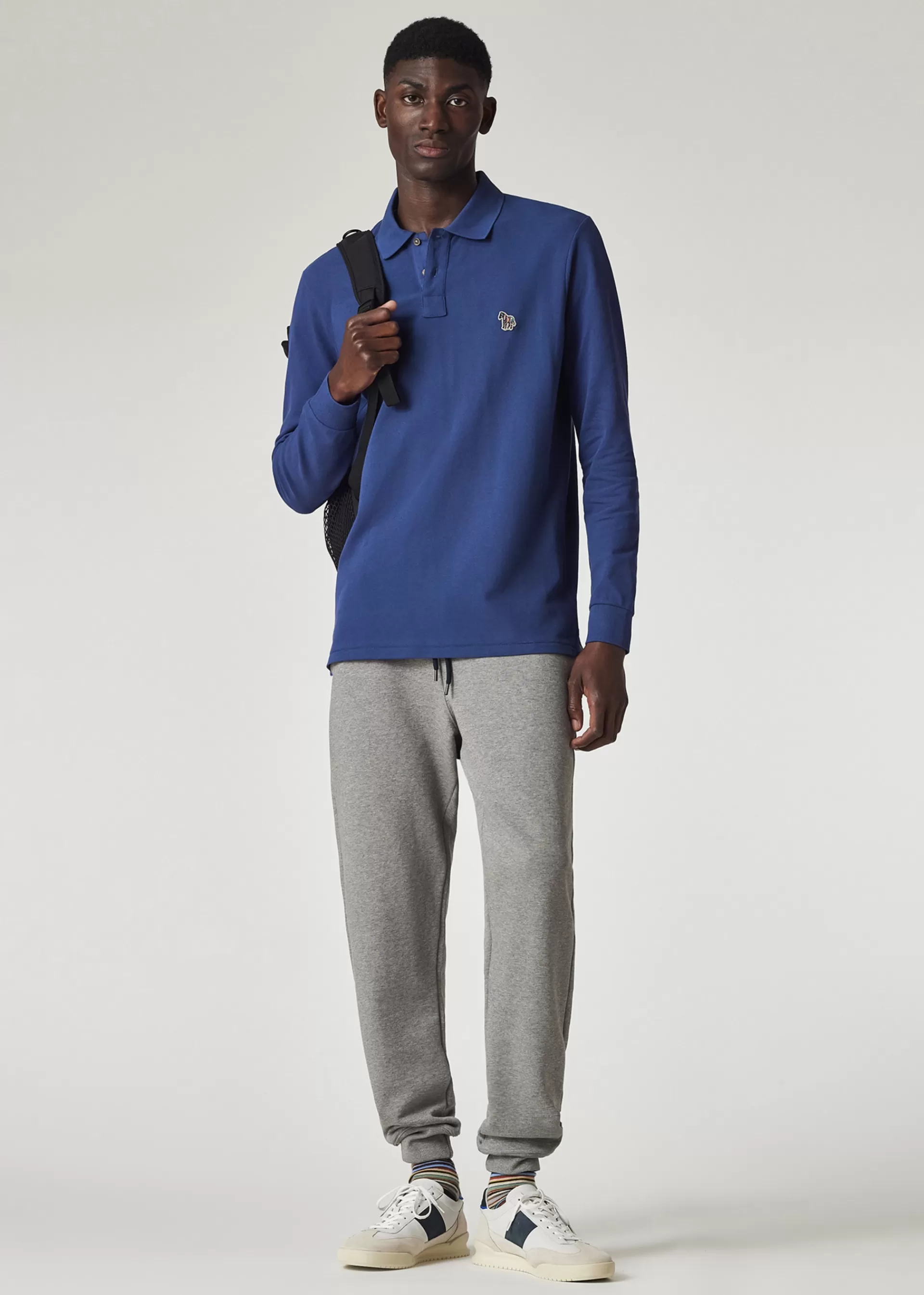 Indigo Blue Long-Sleeve Zebra Logo Polo Shirt>Paul Smith Flash Sale