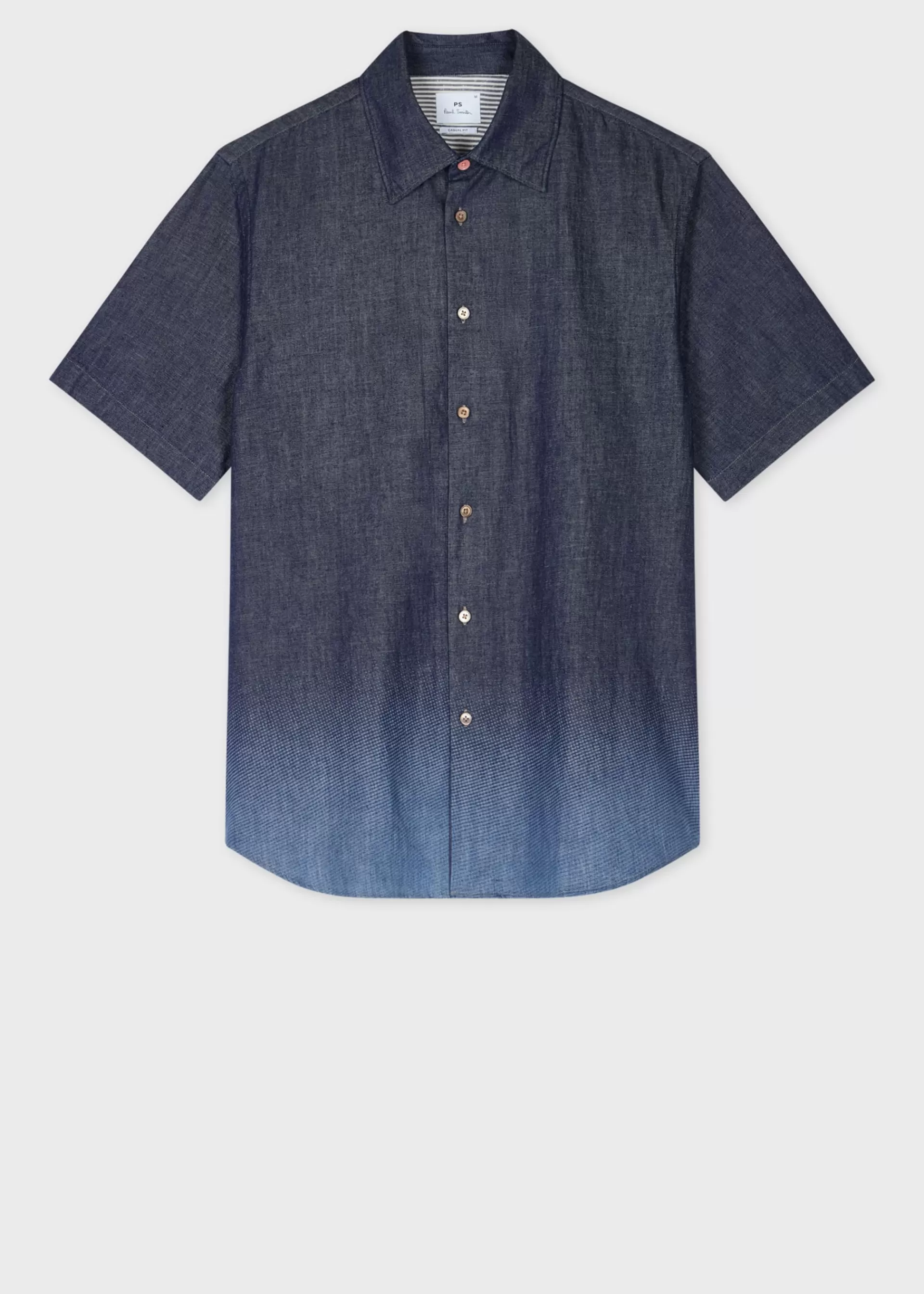 Indigo Rinse Denim Short-Sleeve Shirt With Gradient Fade>Paul Smith Cheap