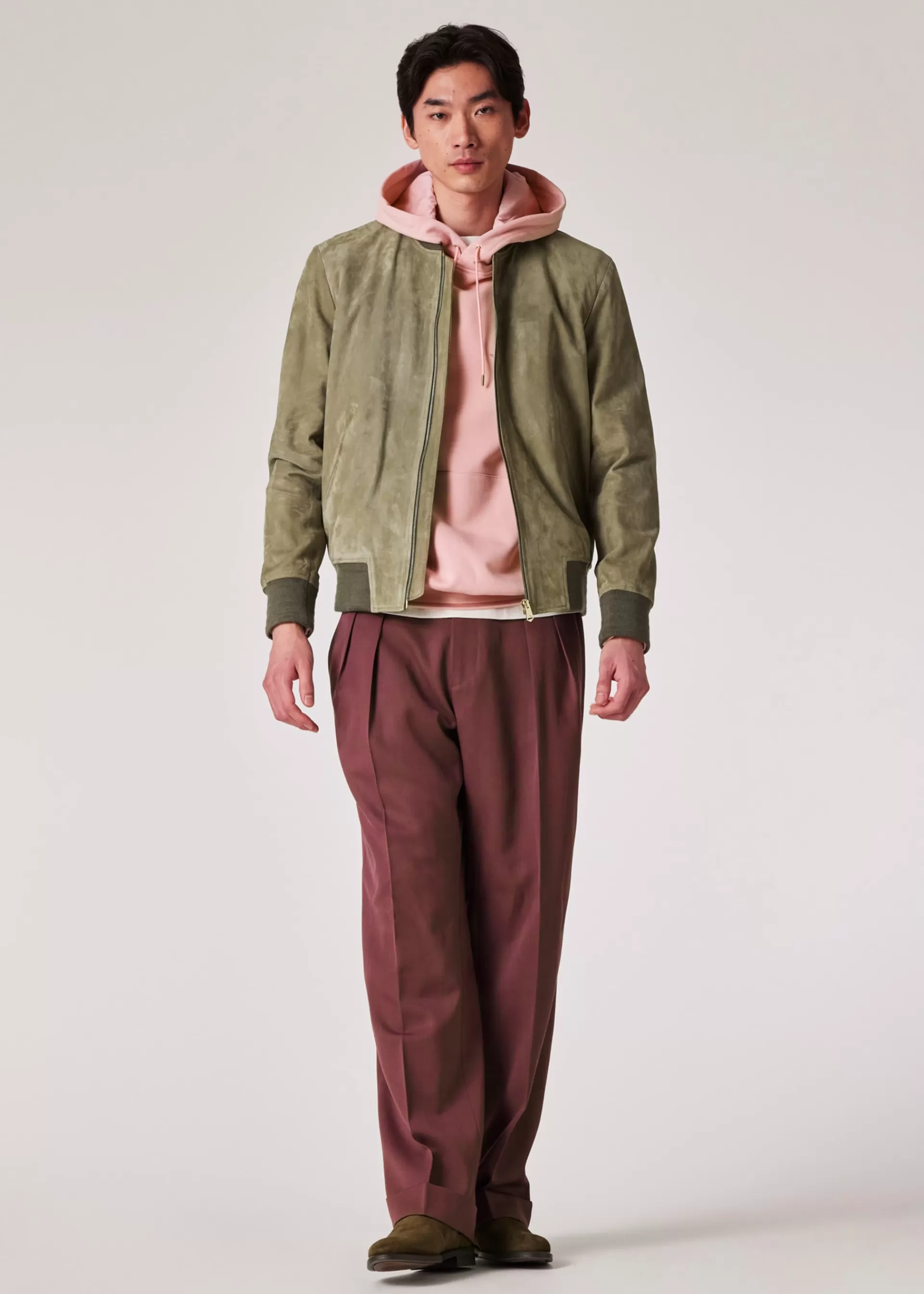 Khaki Green Suede Bomber Jacket>Paul Smith Store