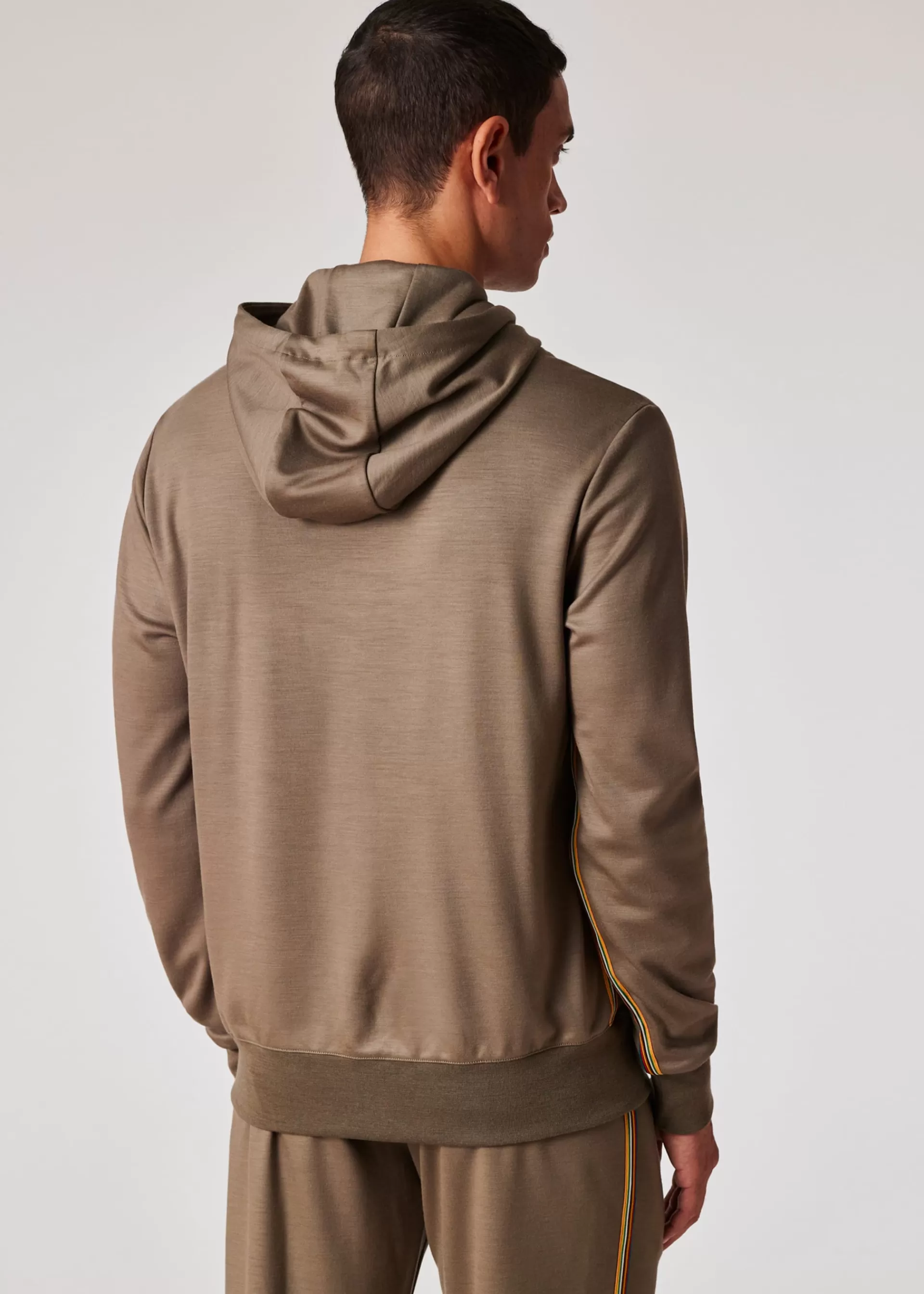 Khaki Washable Wool 'Signature Stripe' Zip Hoodie and Sweatpants Set>Paul Smith Fashion