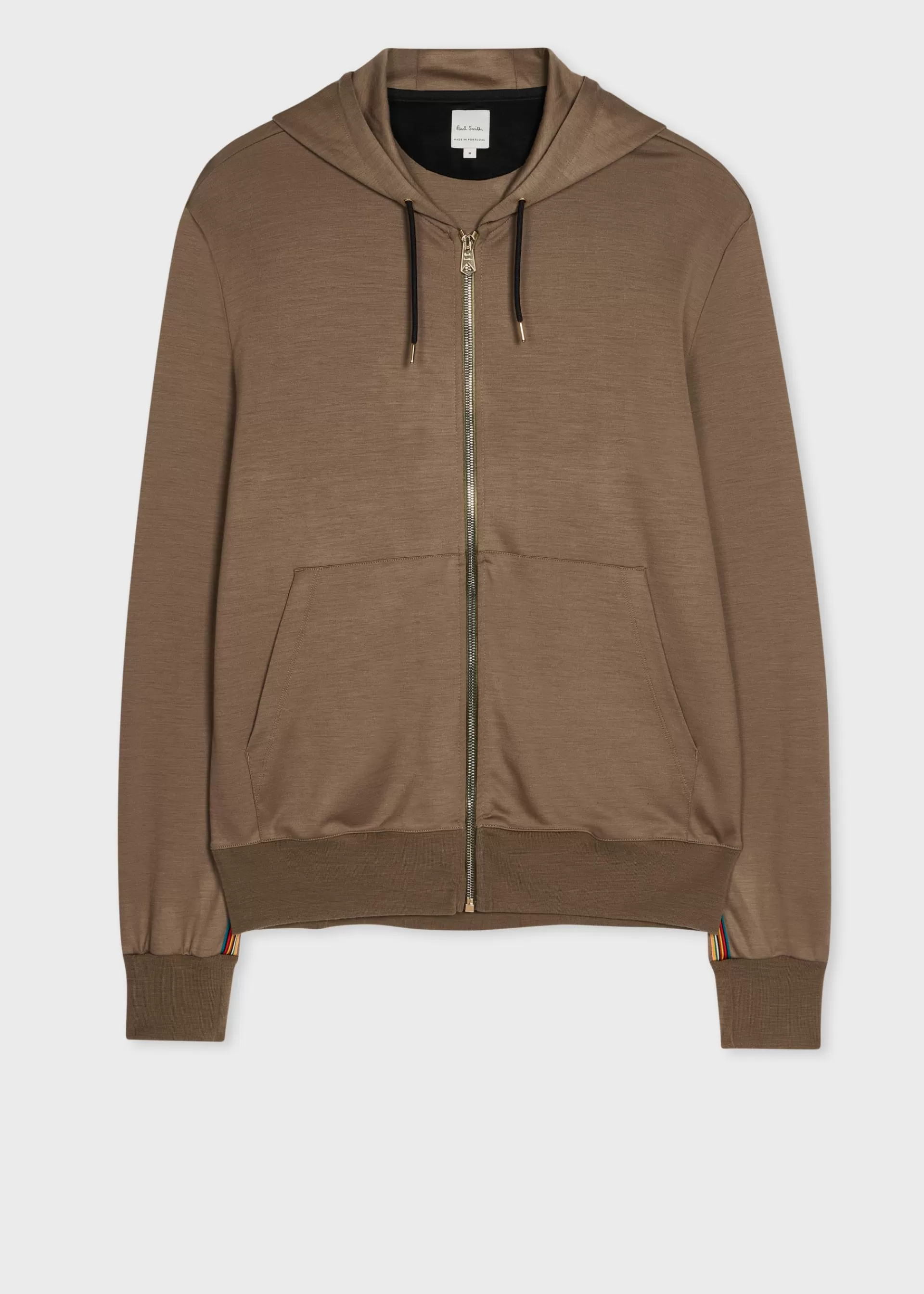 Khaki Washable Wool 'Signature Stripe' Zip Hoodie and Sweatpants Set>Paul Smith Fashion