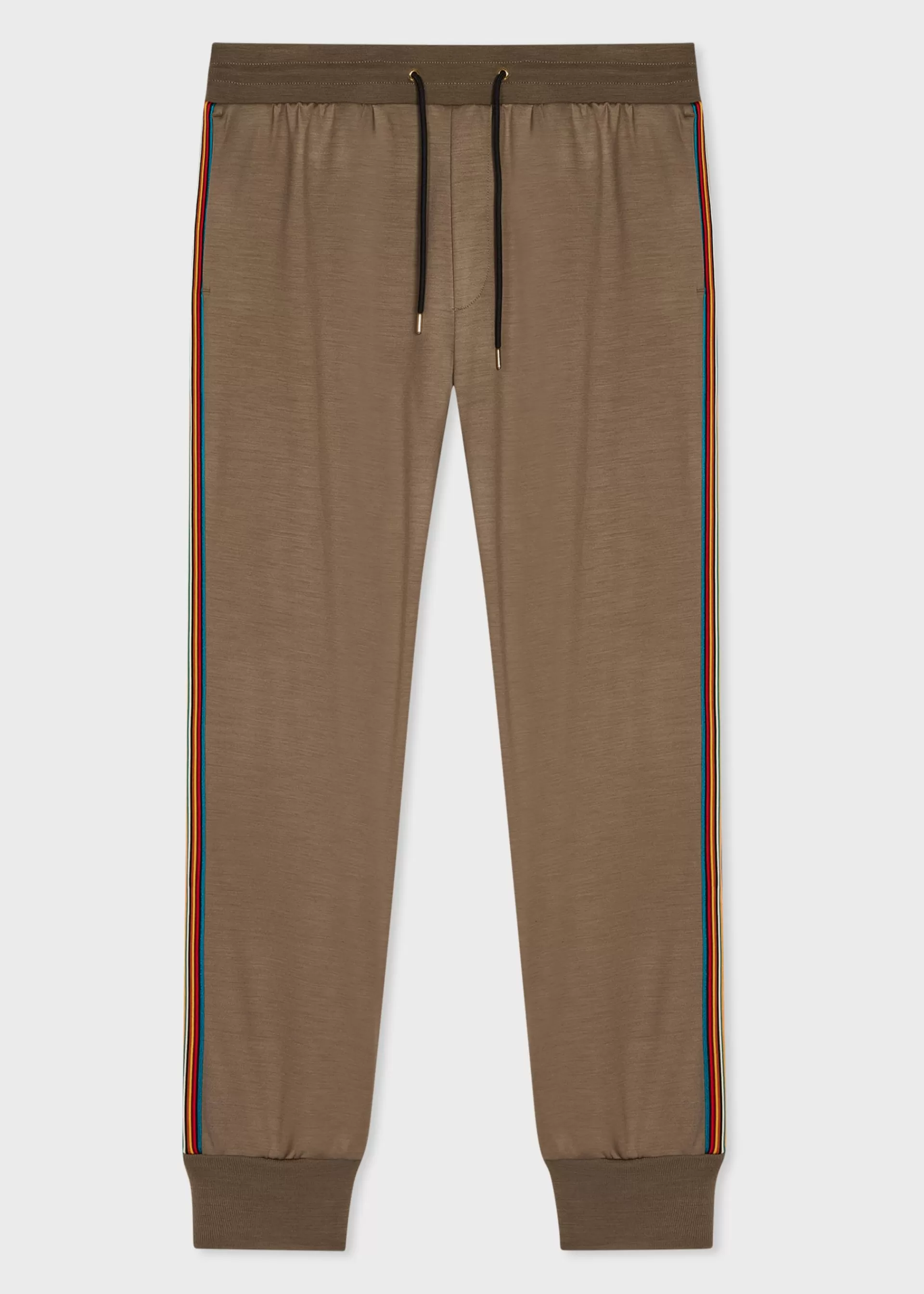 Khaki Washable Wool 'Signature Stripe' Zip Hoodie and Sweatpants Set>Paul Smith Fashion