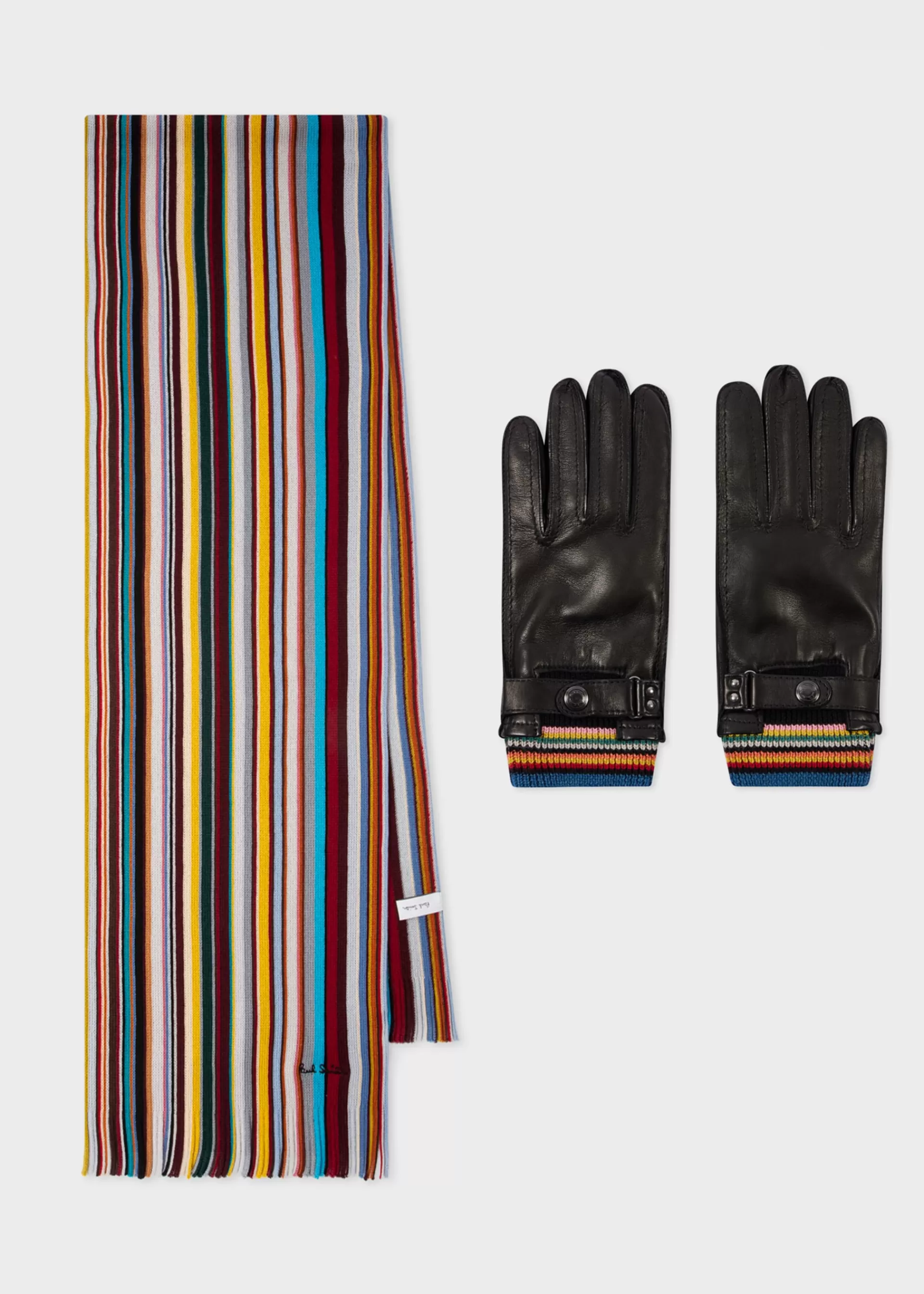 Leather 'Signature Stripe' Cuff Gloves & Merino Wool Scarf Gift Set>Paul Smith Hot