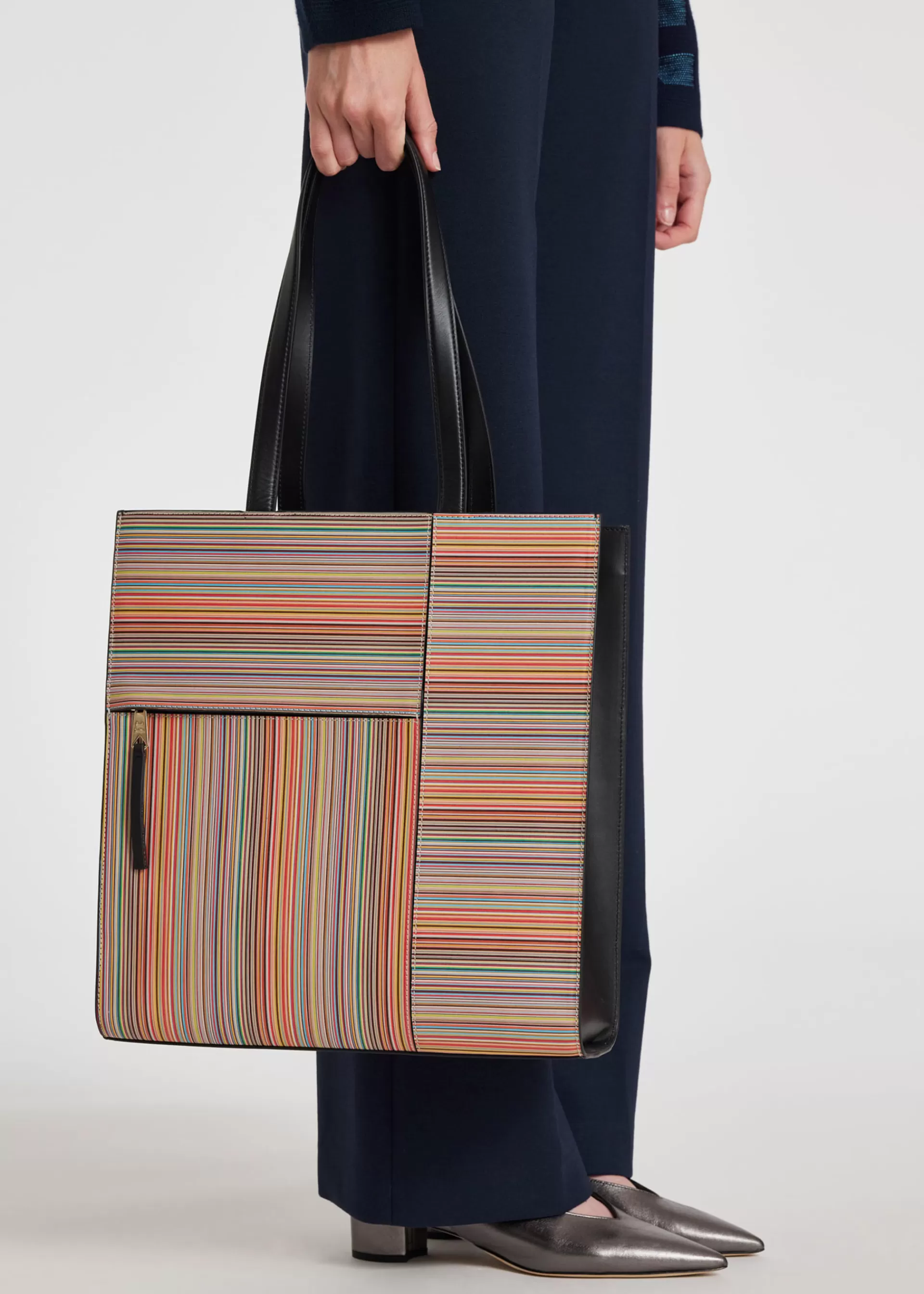 Leather 'Signature Stripe' Tote Bag>Paul Smith Best Sale