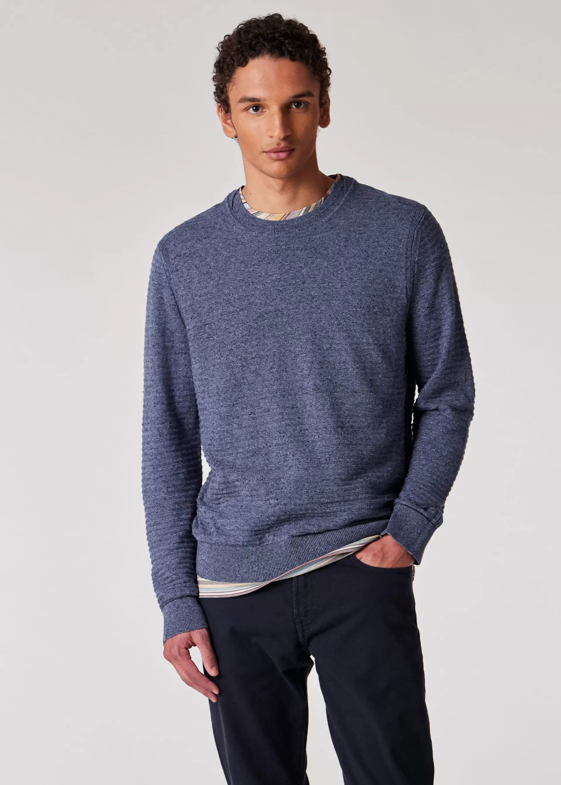 Light Blue Cotton-Linen Textured Sweater>Paul Smith Hot