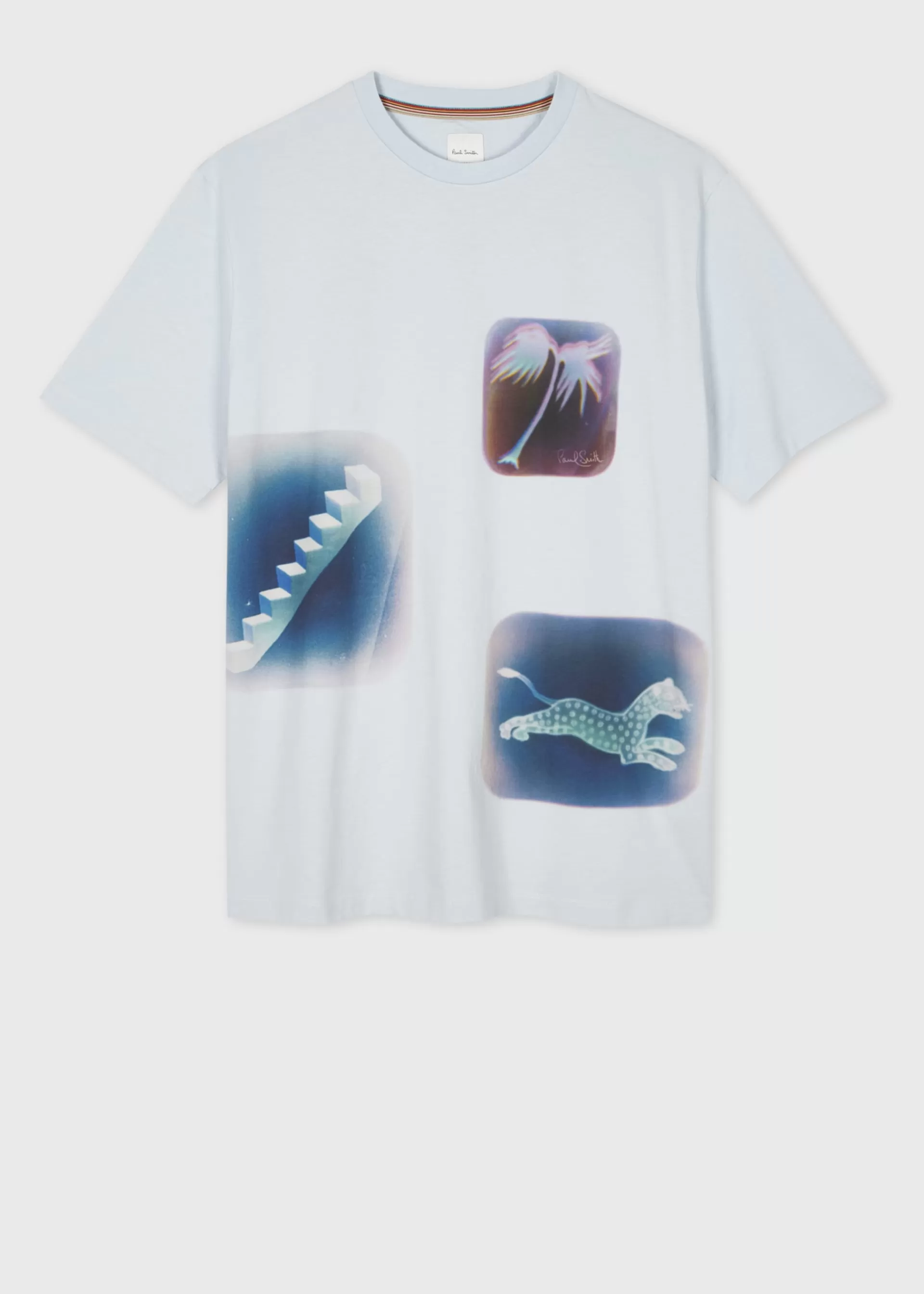 Light Blue 'Lumiere' Placement Print T-Shirt>Paul Smith Best Sale