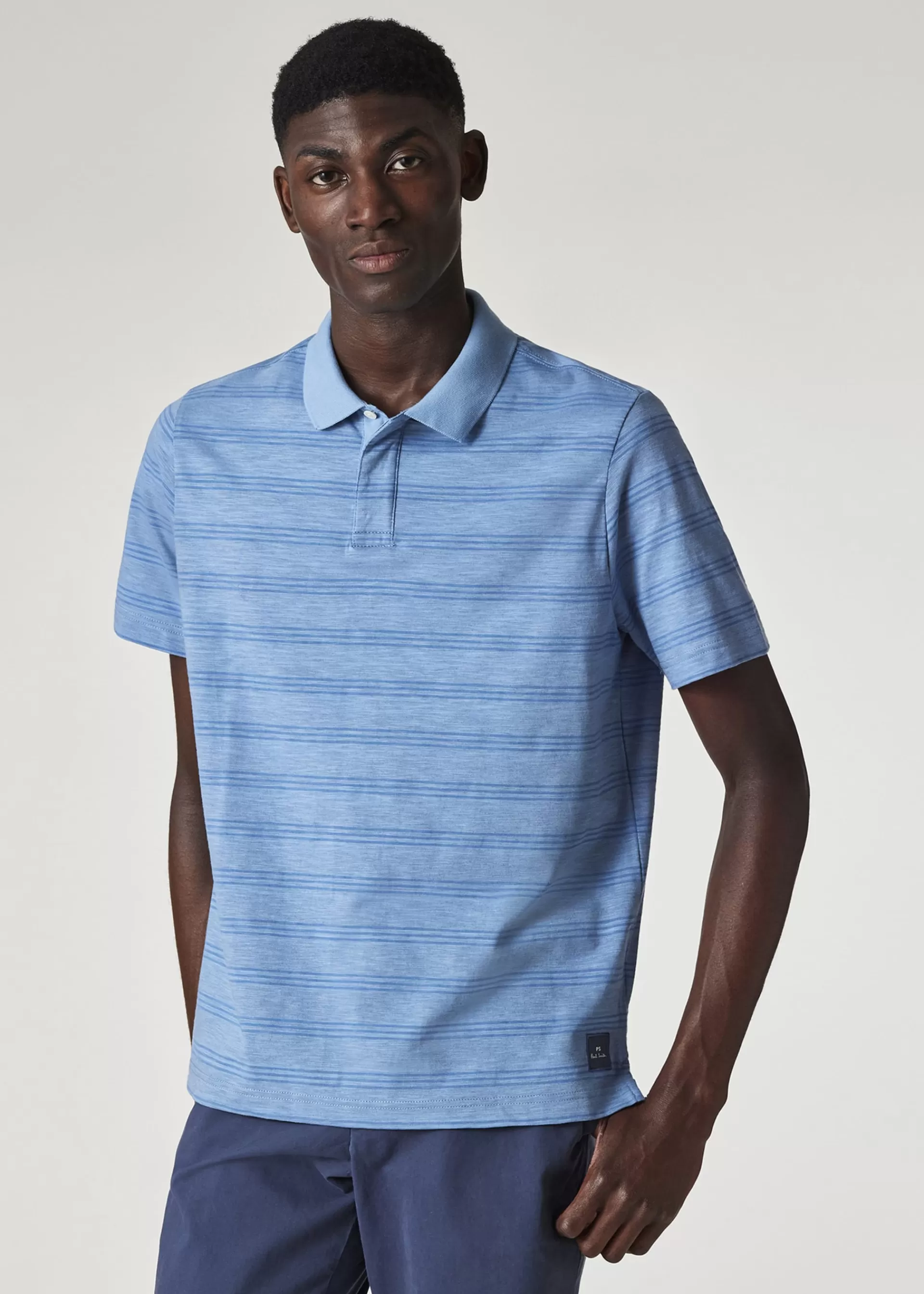 Light Blue Marl Stripe Polo Shirt>Paul Smith Best