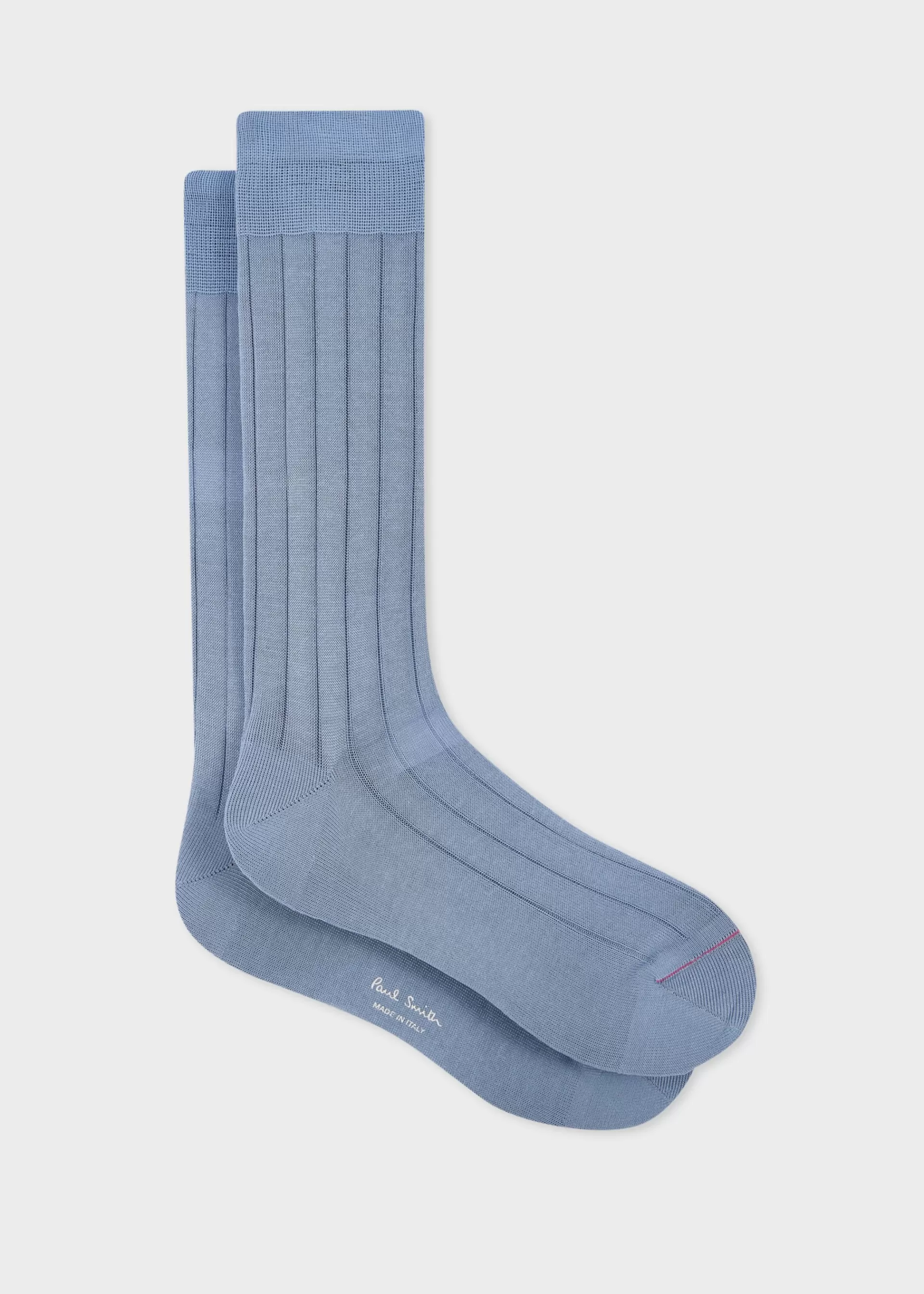 Light Blue Mercerised Cotton-Blend Ribbed Socks>Paul Smith Flash Sale