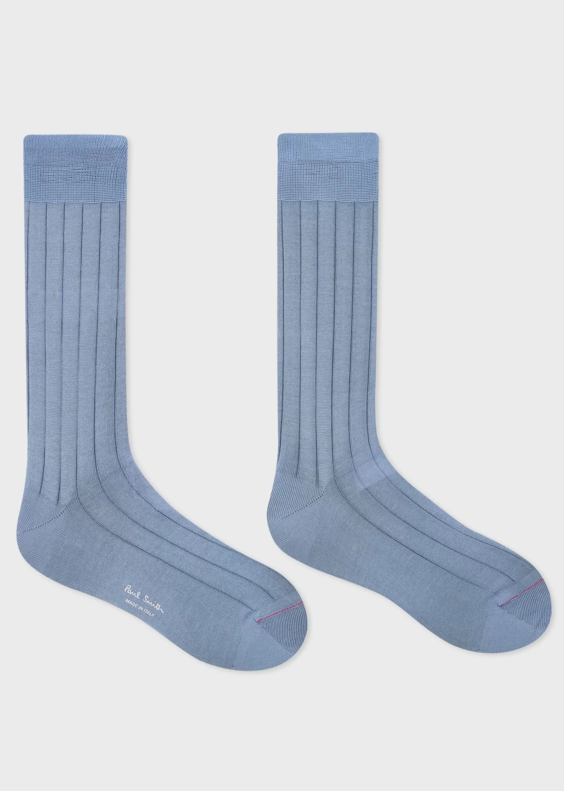 Light Blue Mercerised Cotton-Blend Ribbed Socks>Paul Smith Flash Sale