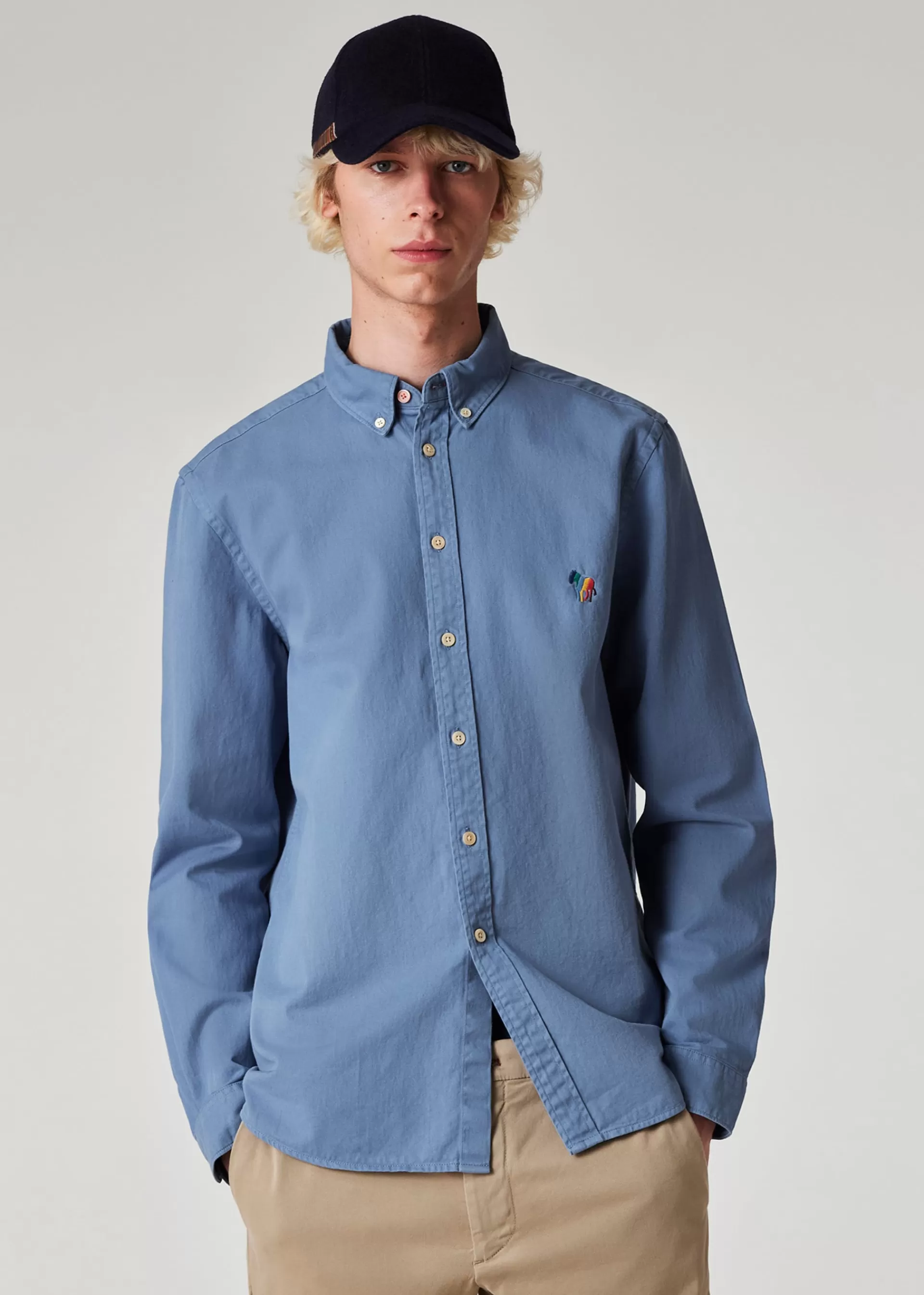 Light Blue Organic Cotton Twill 'Broad Stripe Zebra' Shirt>Paul Smith Cheap
