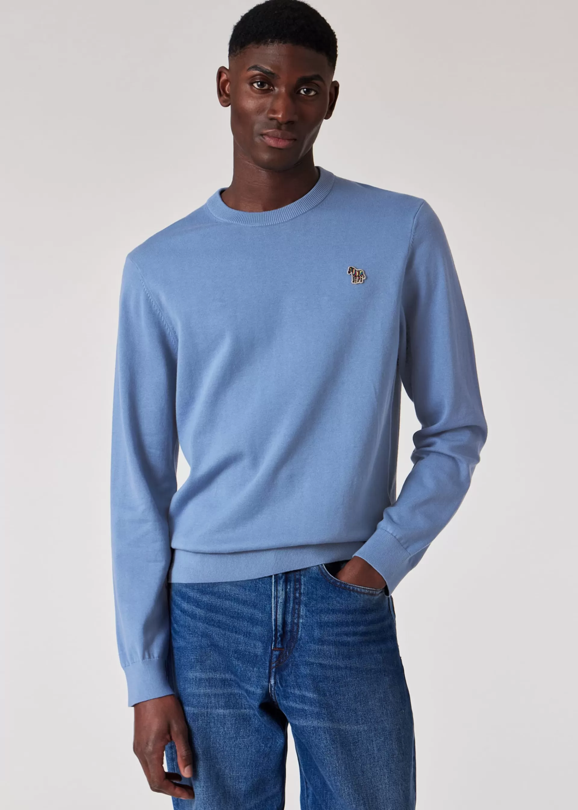 Light Blue Organic Cotton Zebra Logo Sweater>Paul Smith Discount