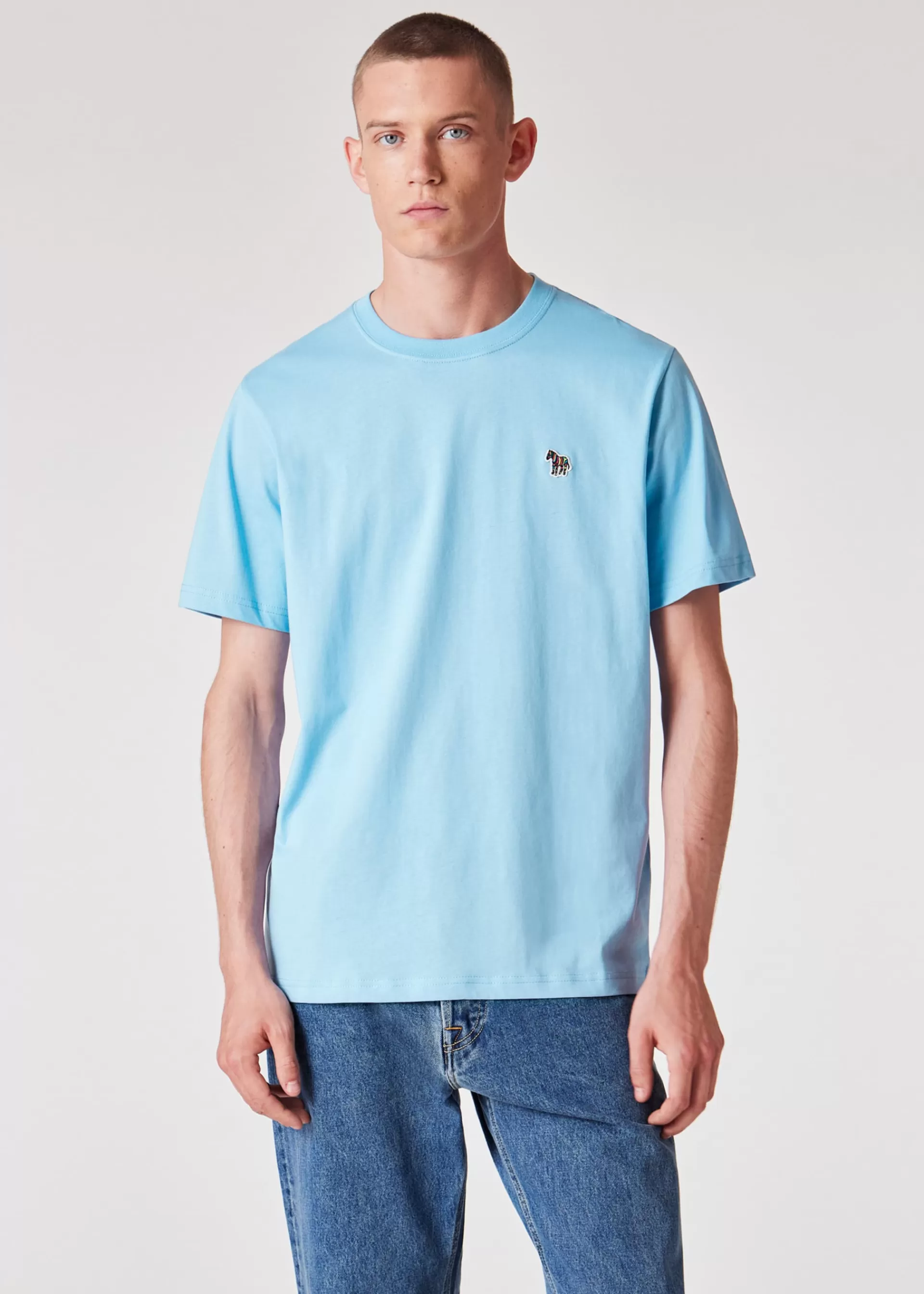 Light Blue Organic Cotton Zebra Logo T-Shirt>Paul Smith Discount