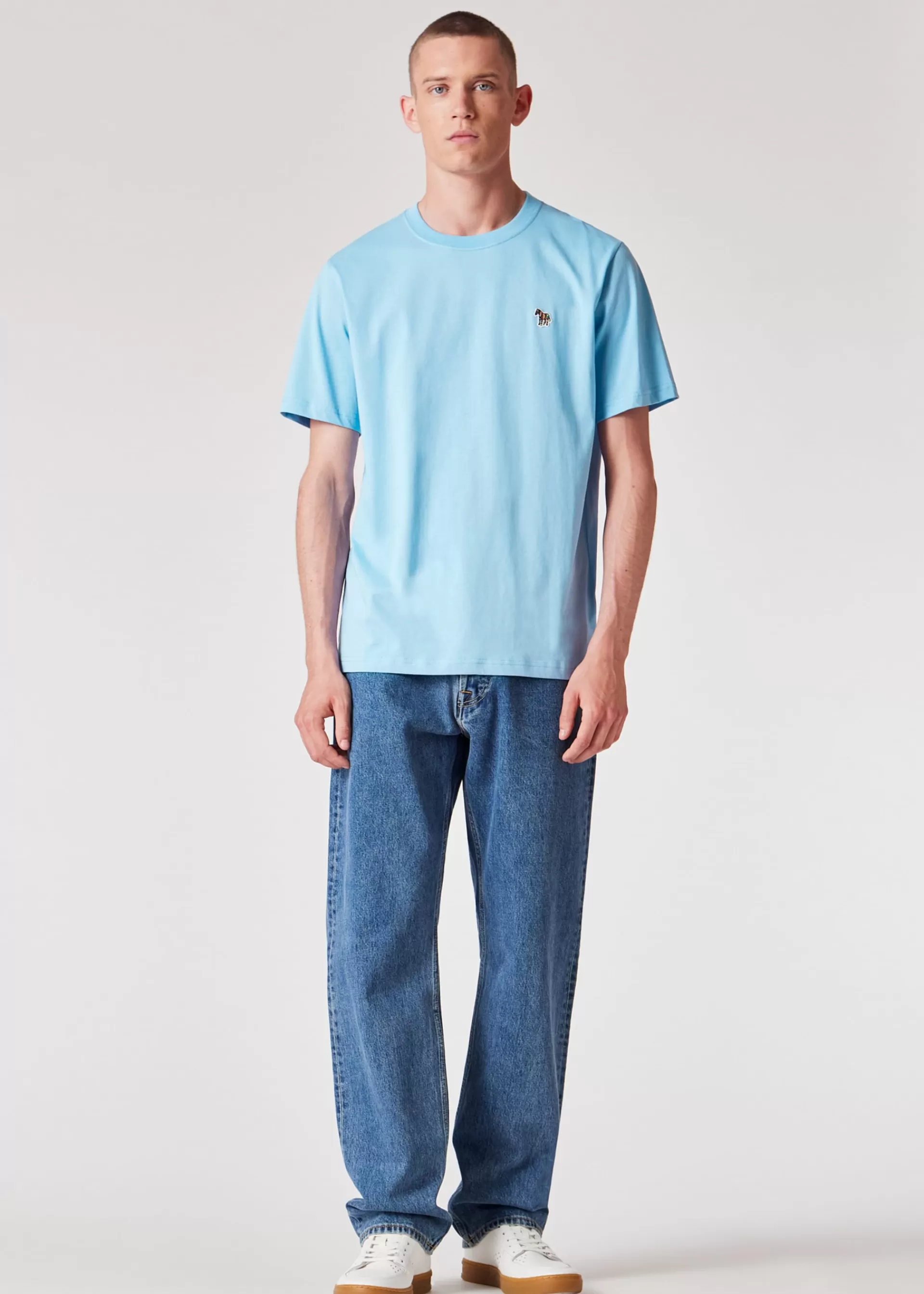 Light Blue Organic Cotton Zebra Logo T-Shirt>Paul Smith Discount