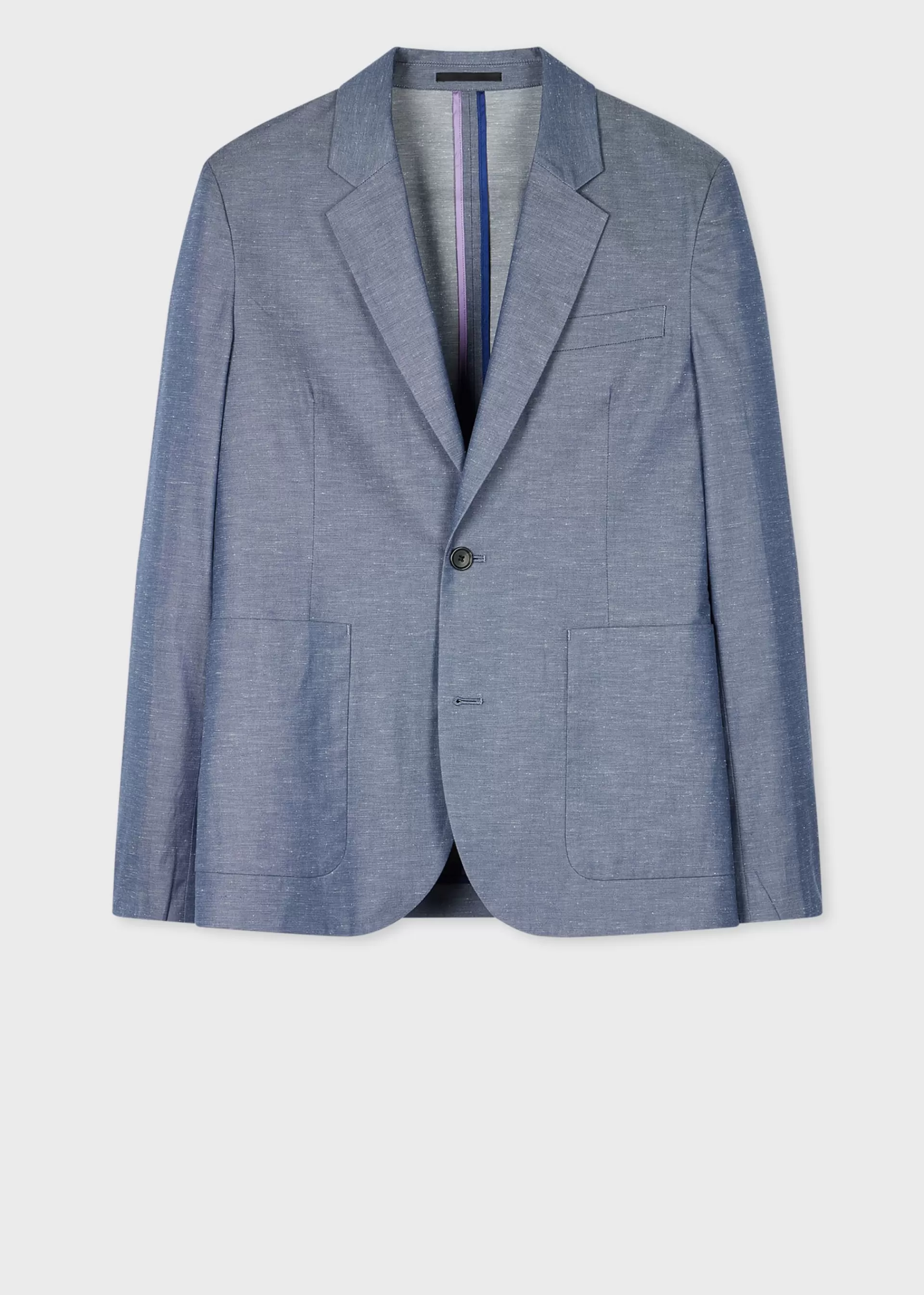 Light Blue Slub Cotton-Blend Unlined Blazer>Paul Smith New